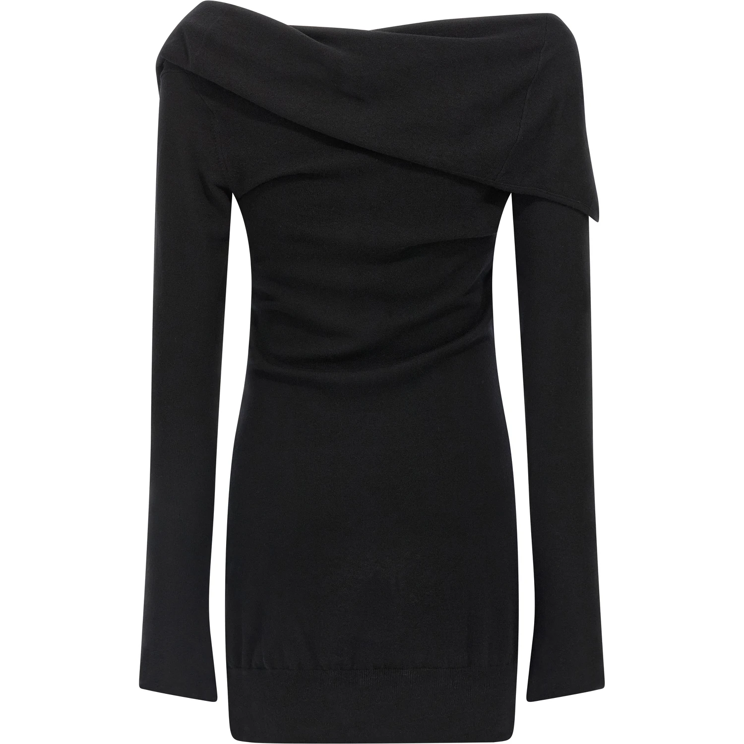 Black Virgin Wool Short Dress