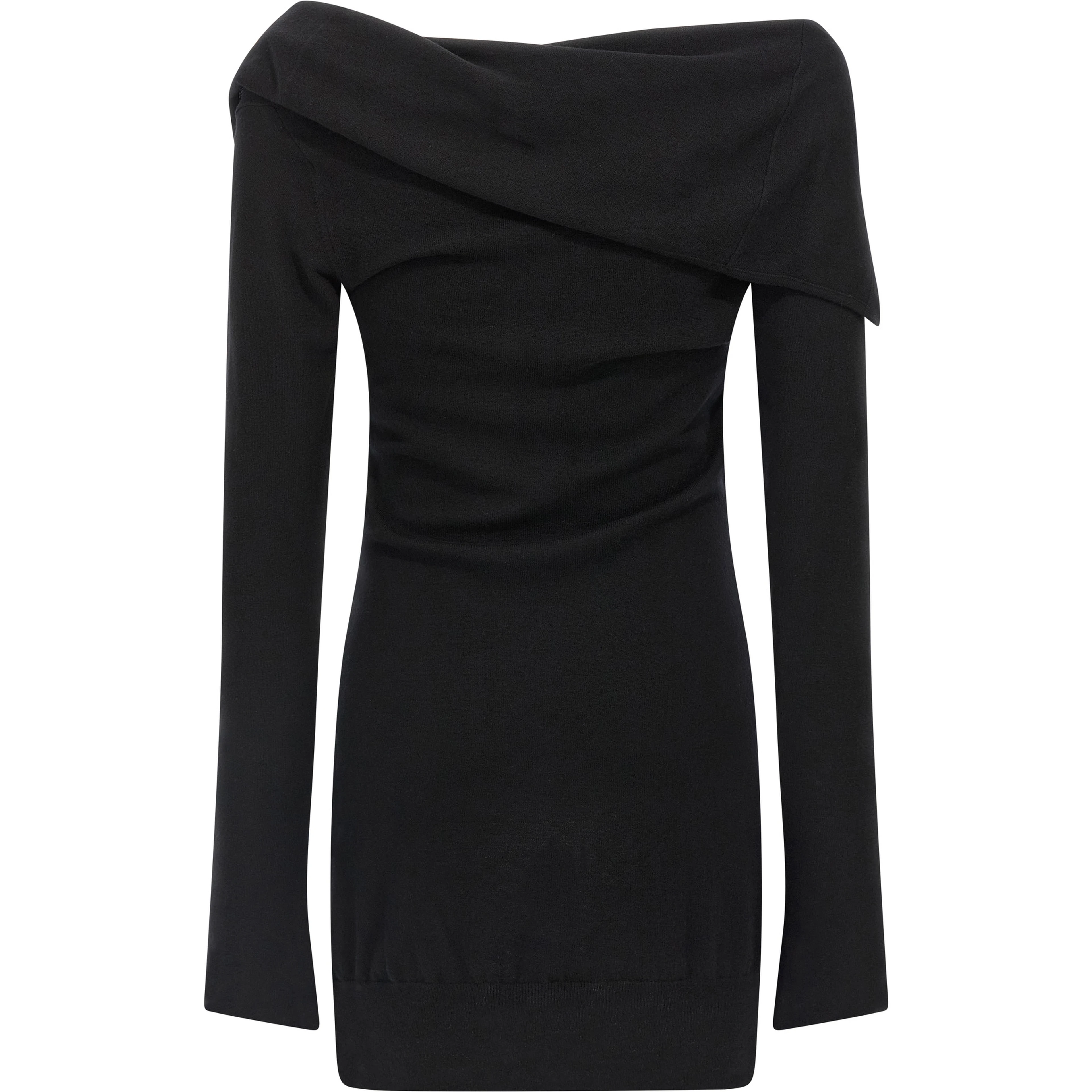 Black Virgin Wool Short Dress