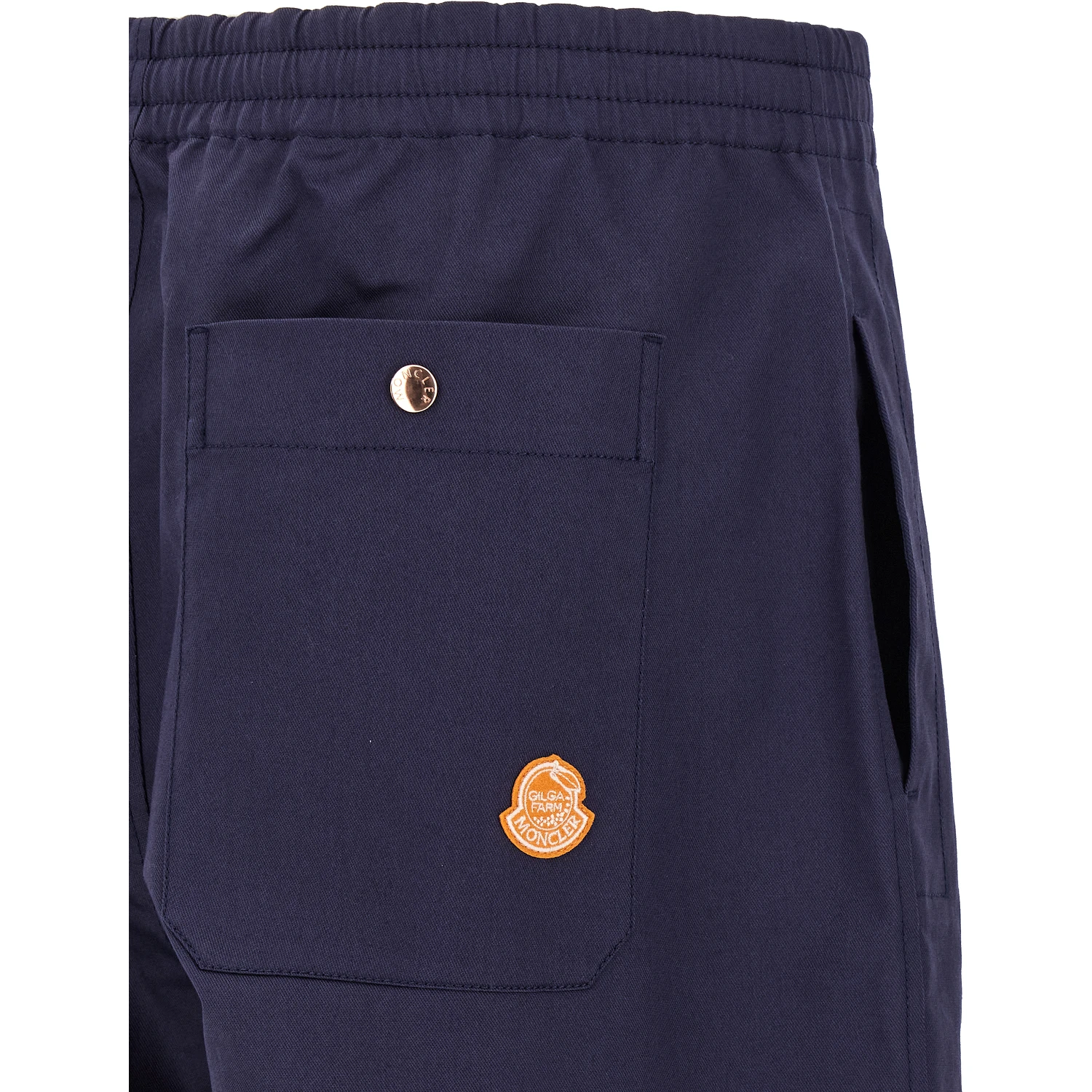 Blue Cotton Casual Pants