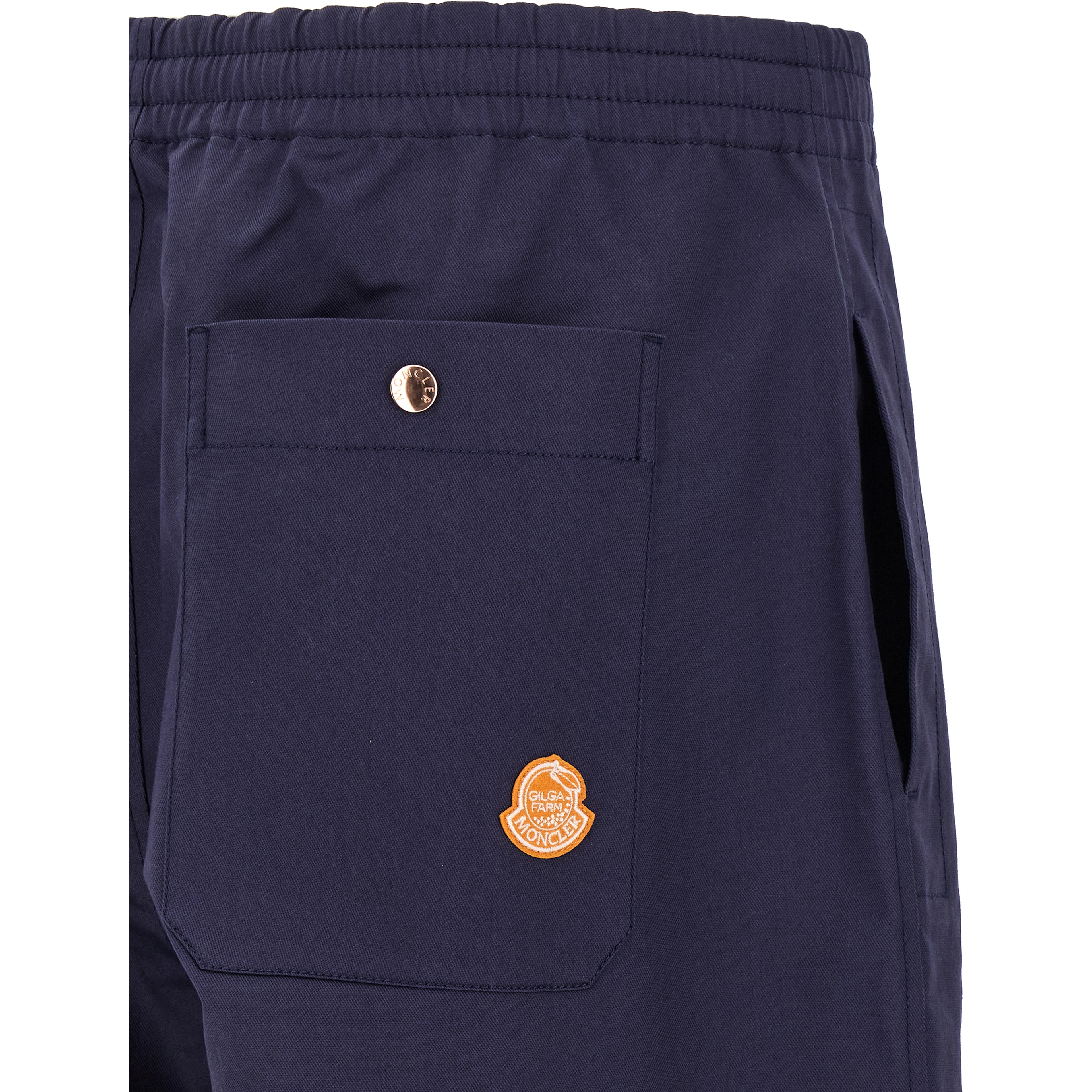 Blue Cotton Casual Pants
