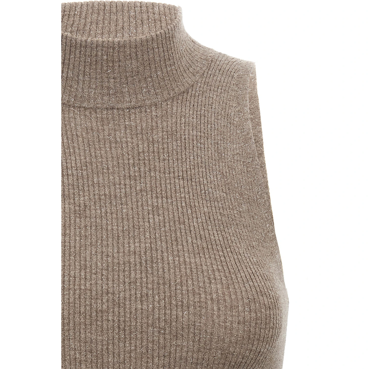 Brown Cashmere Sleeveles Sweater