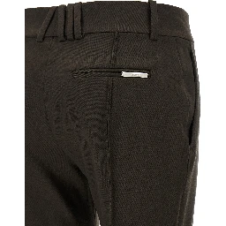 Brown Virgin Wool Flared Pants