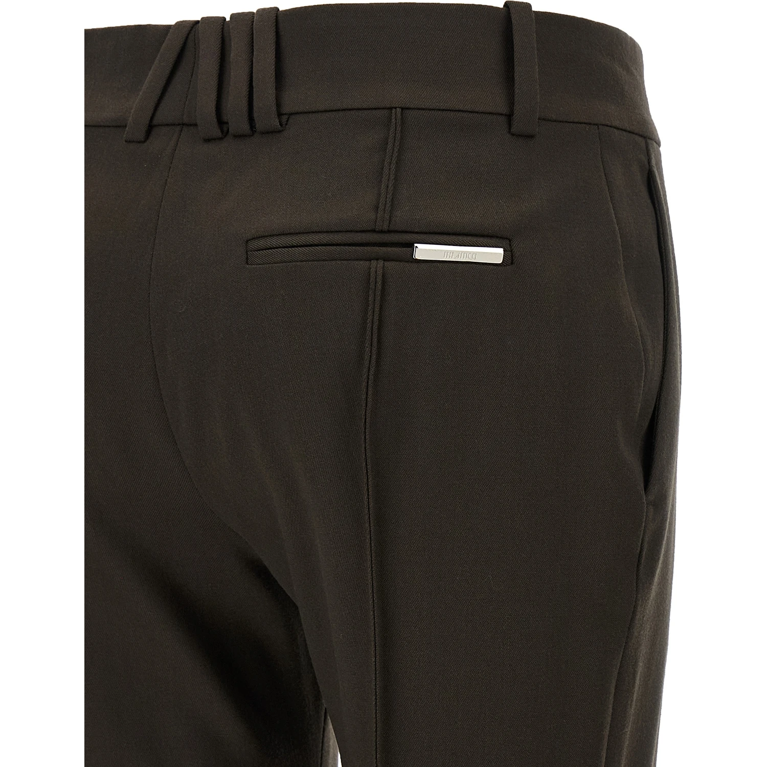 Brown Virgin Wool Flared Pants