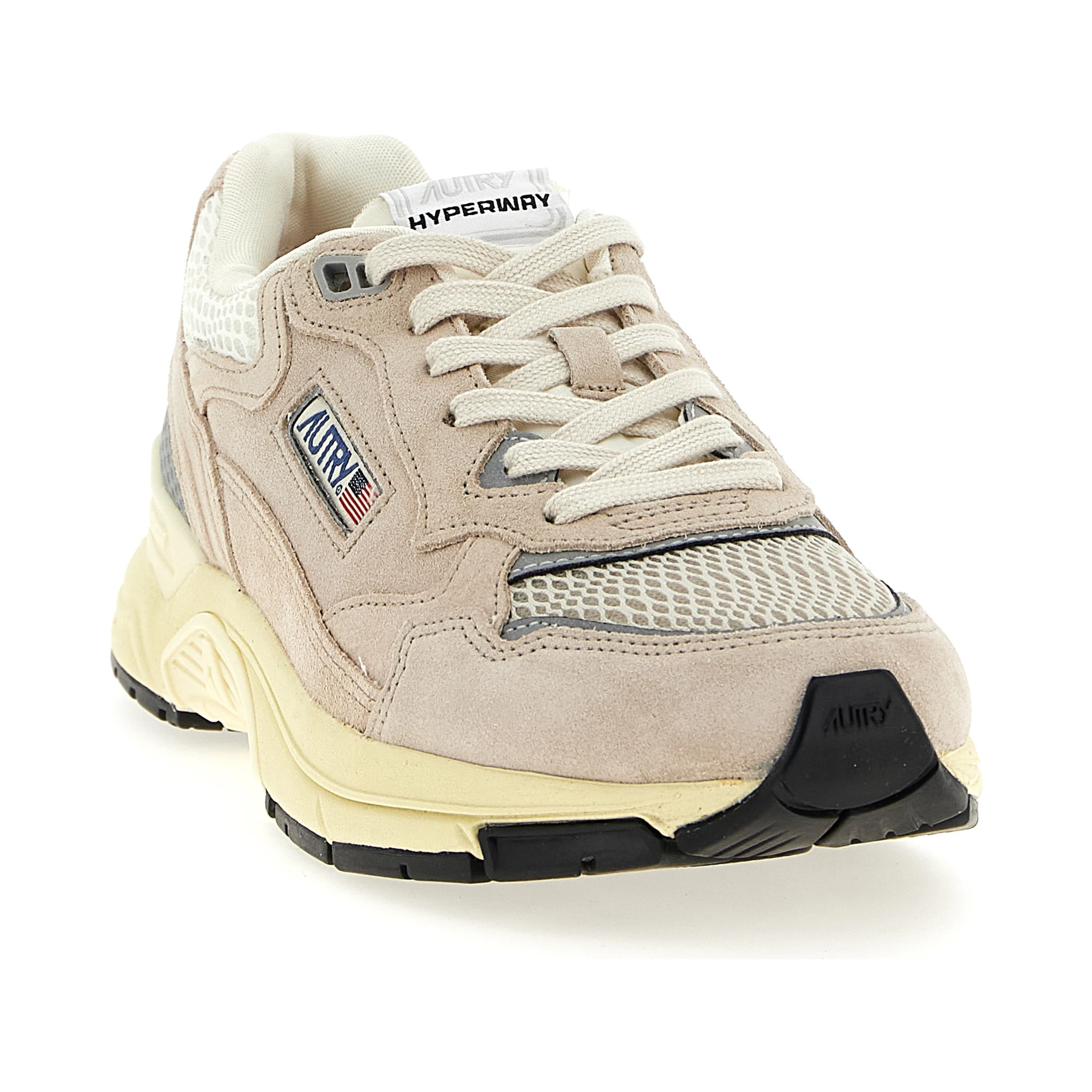 Beige Cowhide Athletic Sneakers
