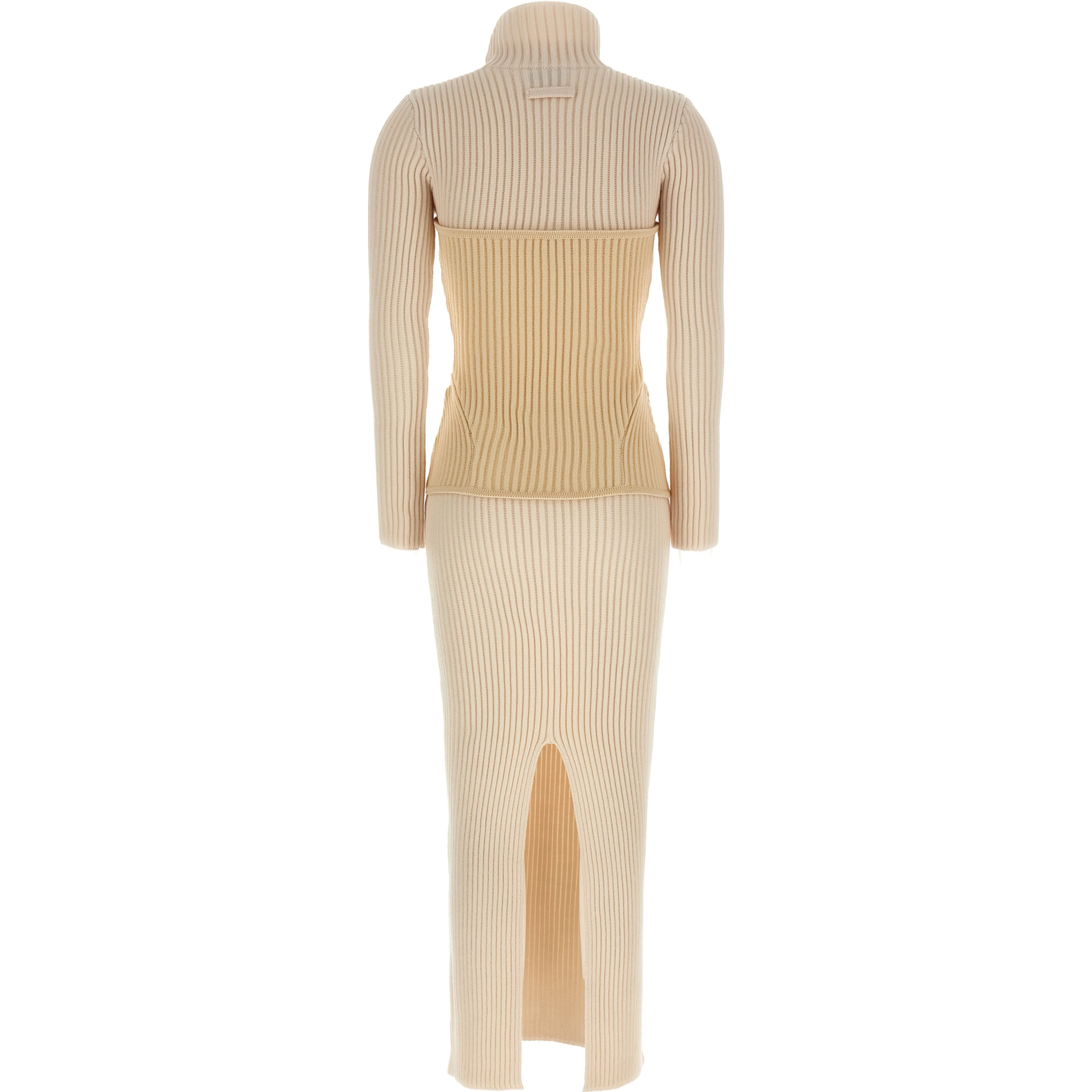 Beige Merino Wool Long Dress