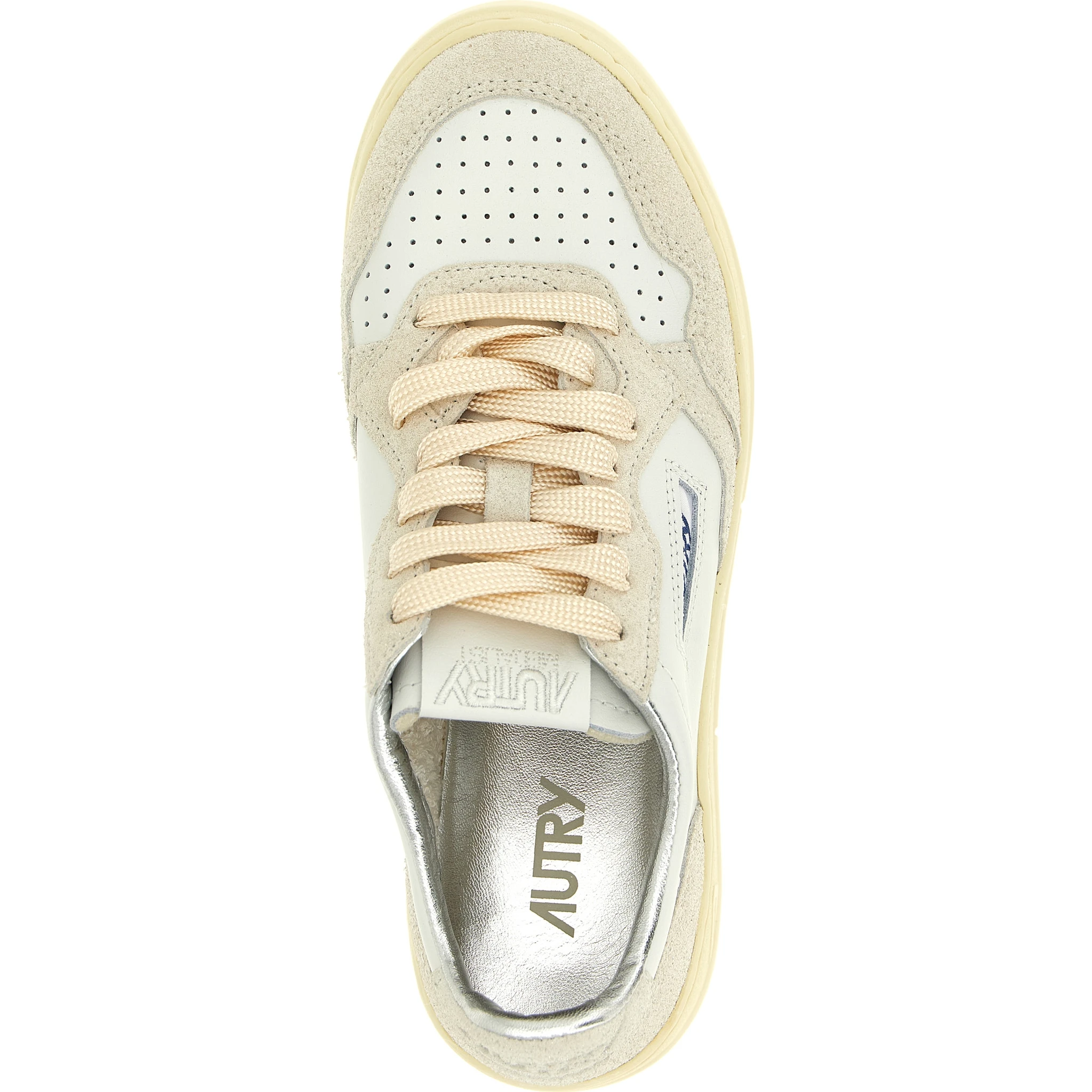 Beige Cowhide Low Top Sneakers