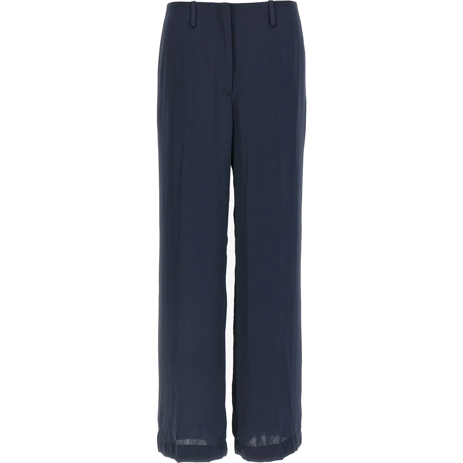 Blue Polyester Casual Pants