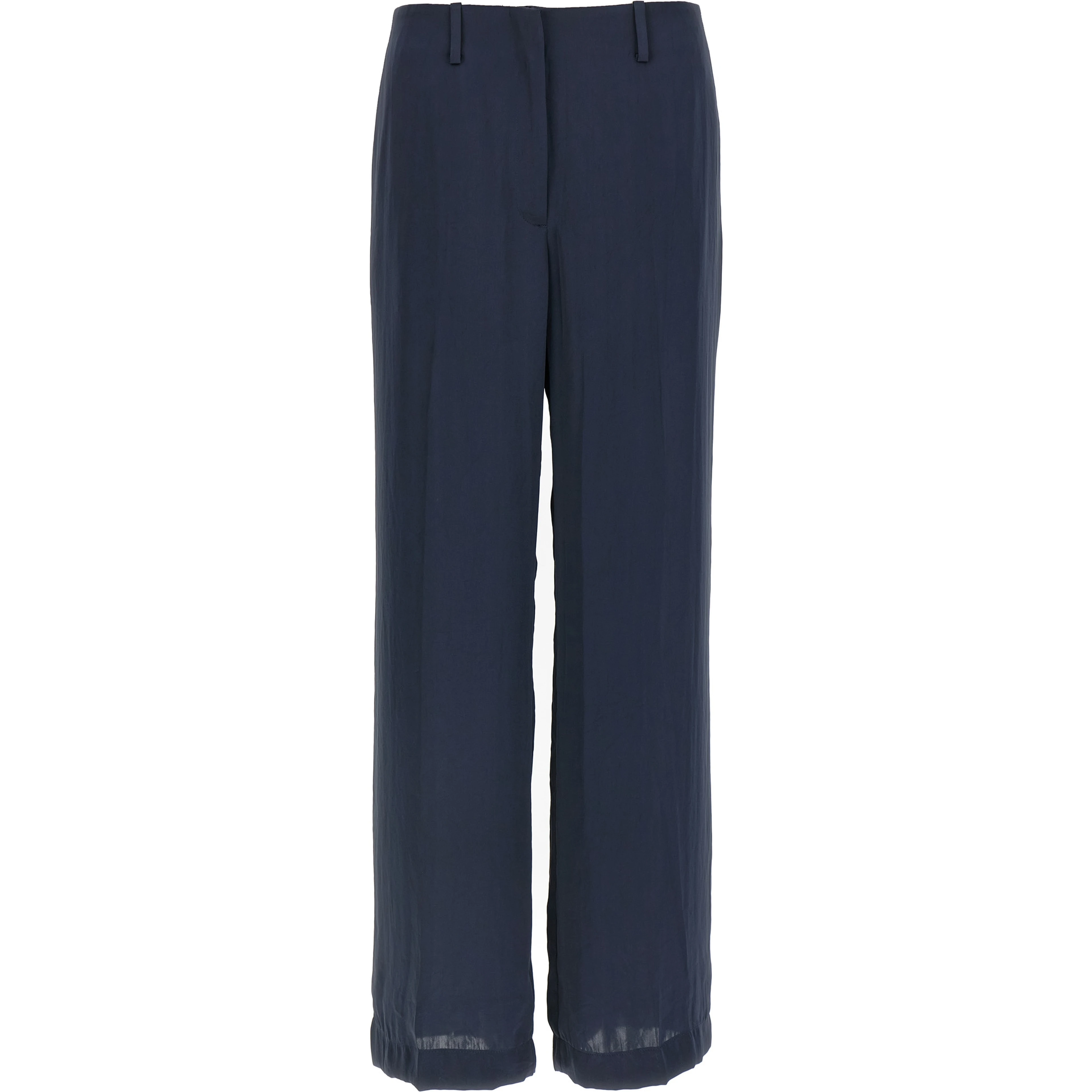 Blue Polyester Casual Pants