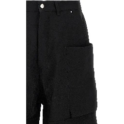Black Virgin Wool Cargo Pants