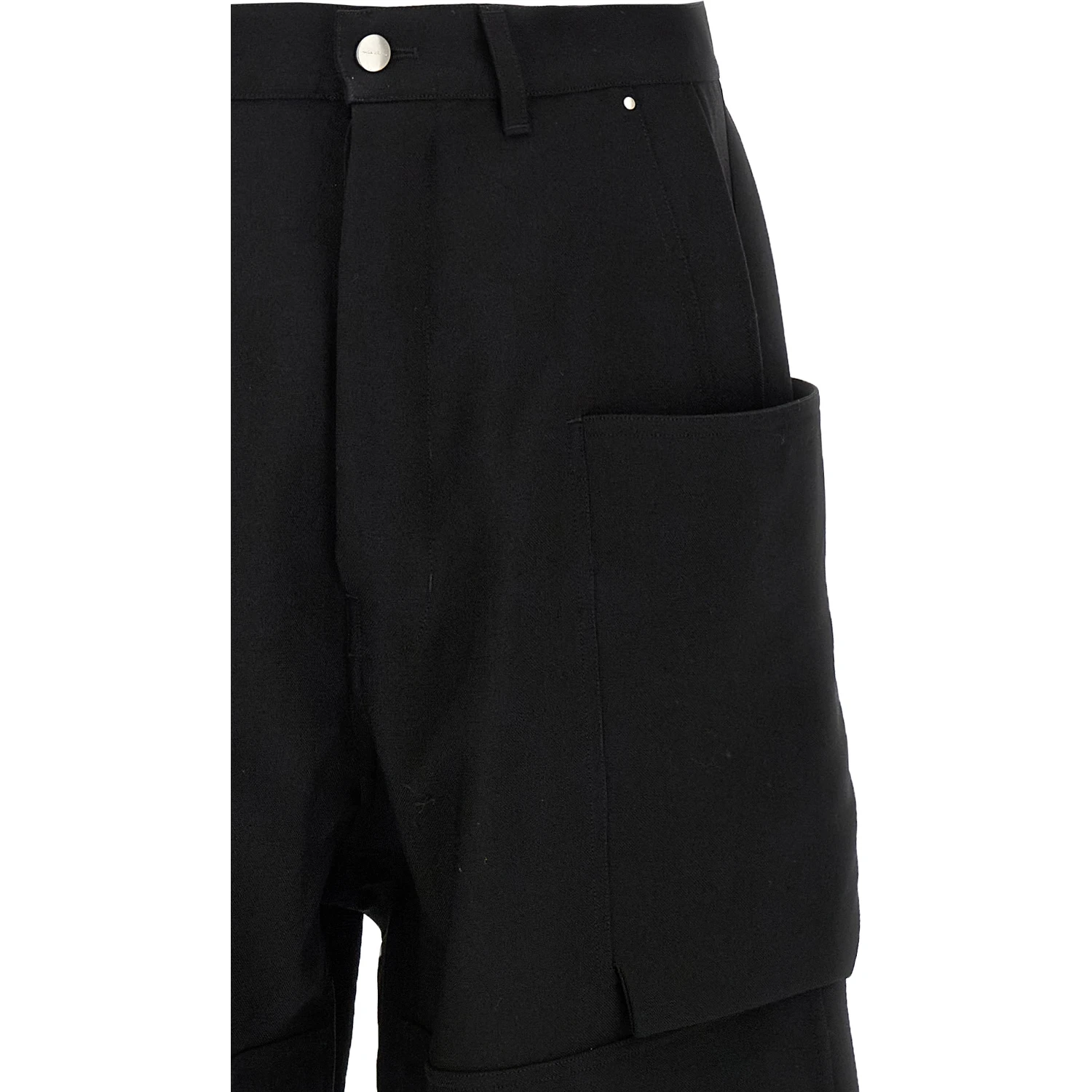 Black Virgin Wool Cargo Pants
