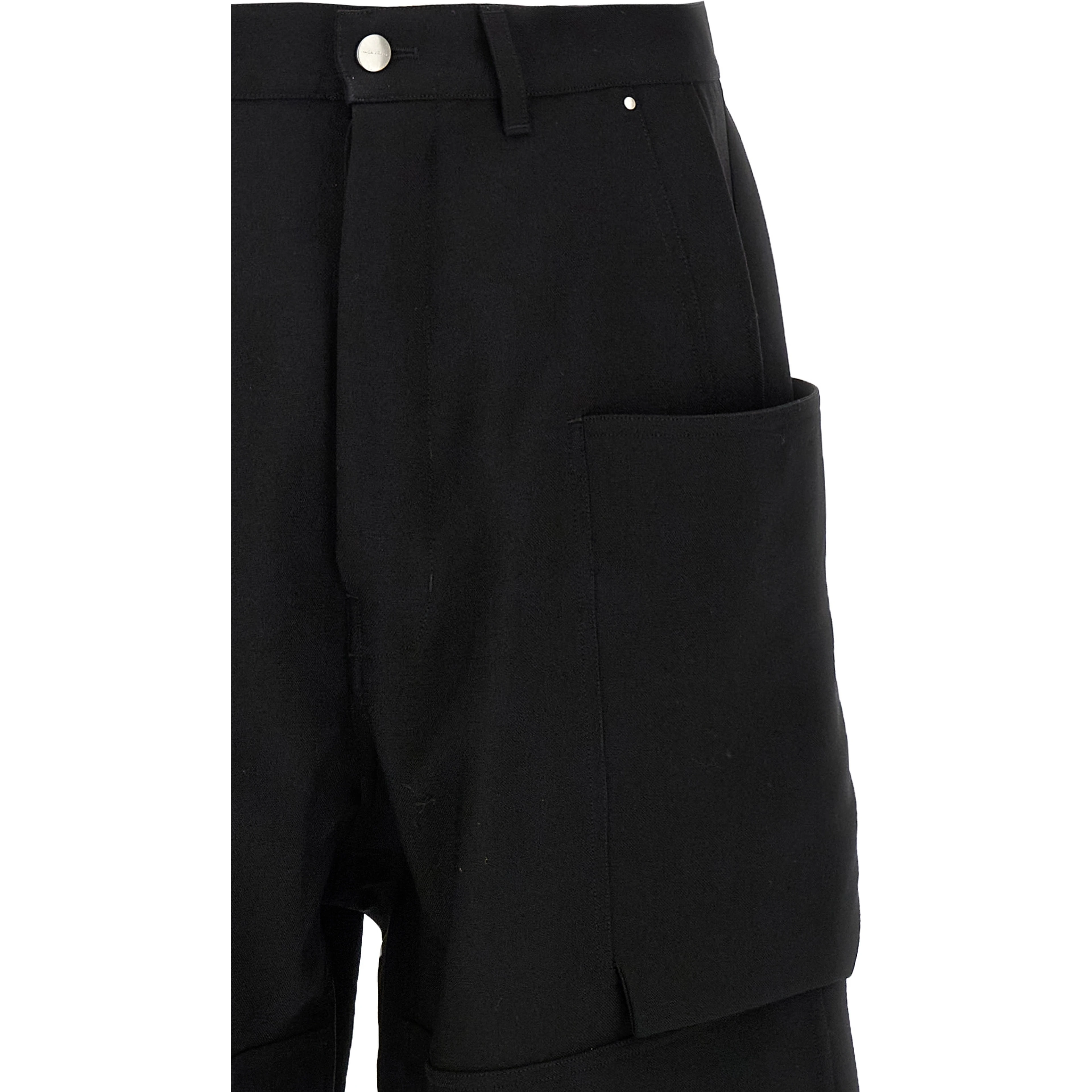 Black Virgin Wool Cargo Pants