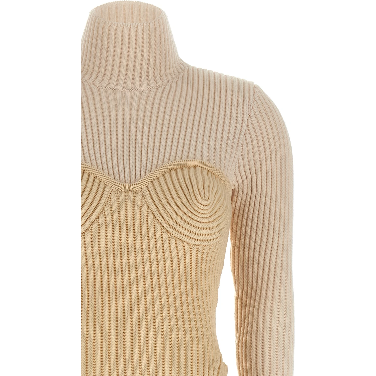 Beige Merino Wool Long Dress