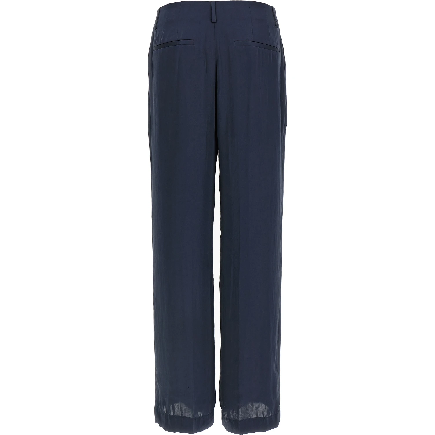 Blue Polyester Casual Pants