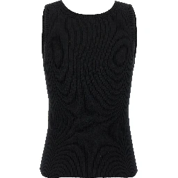 Black Viscose Sleeveles T-Shirt