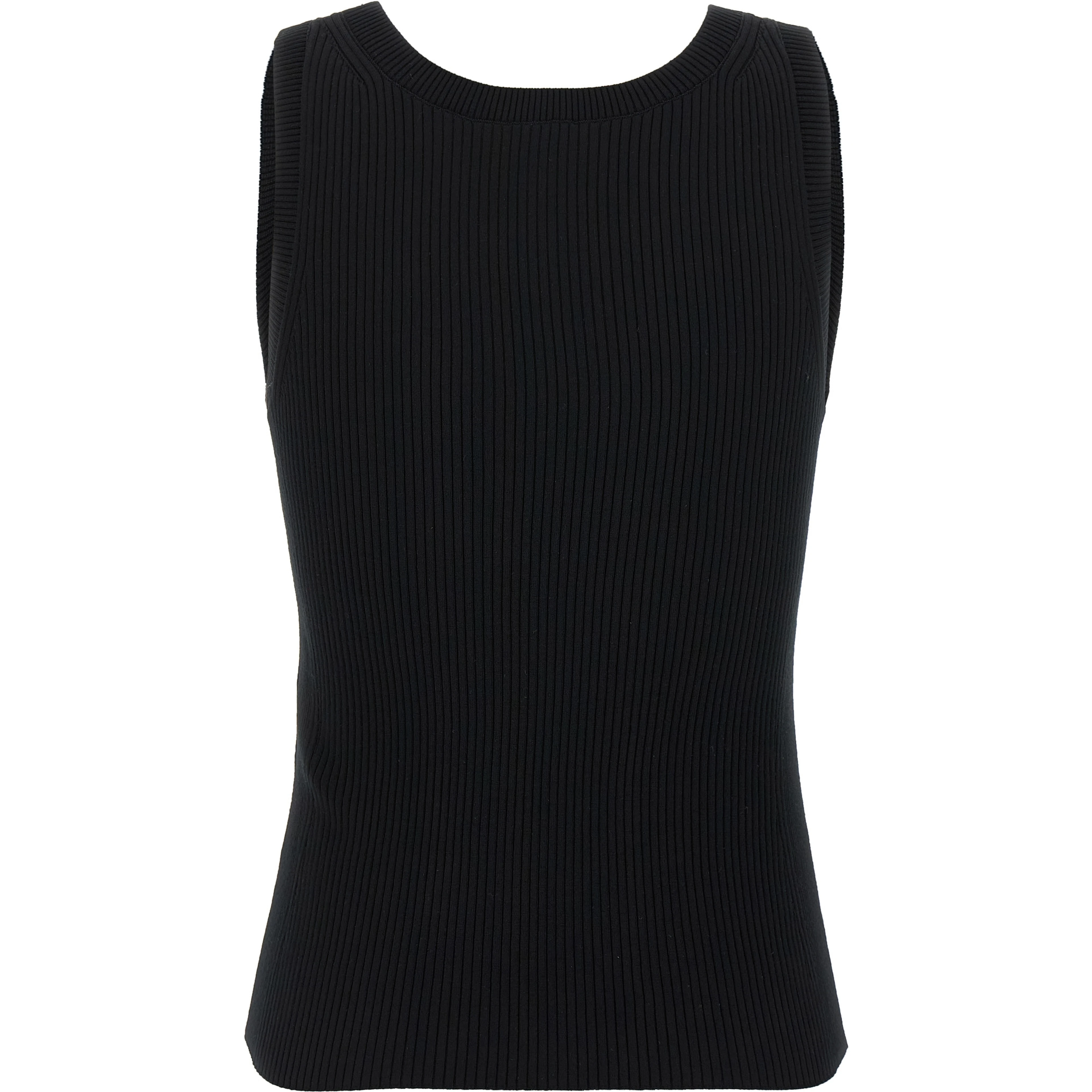 Black Viscose Sleeveles T-Shirt