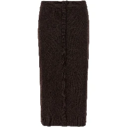 Brown Wool Midi Skirt