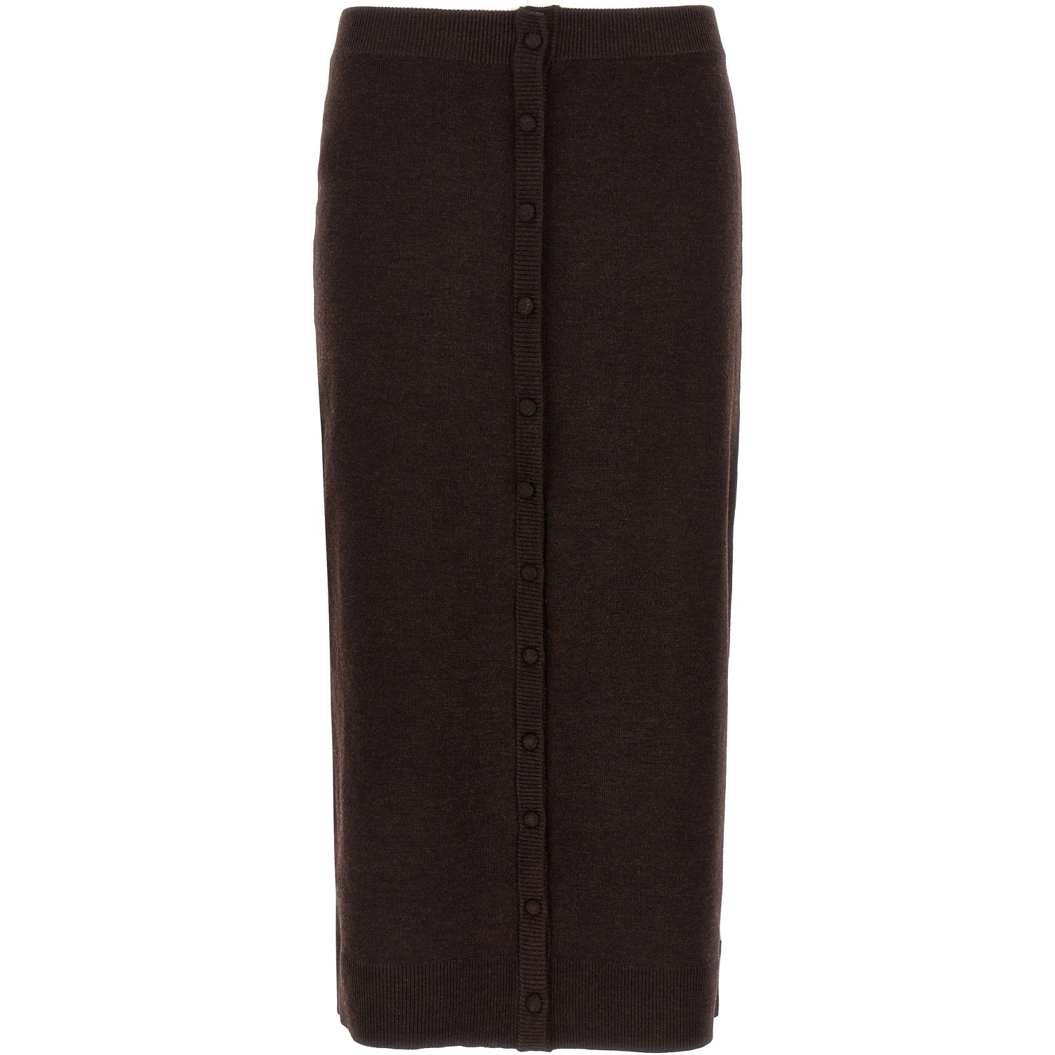 Brown Wool Midi Skirt