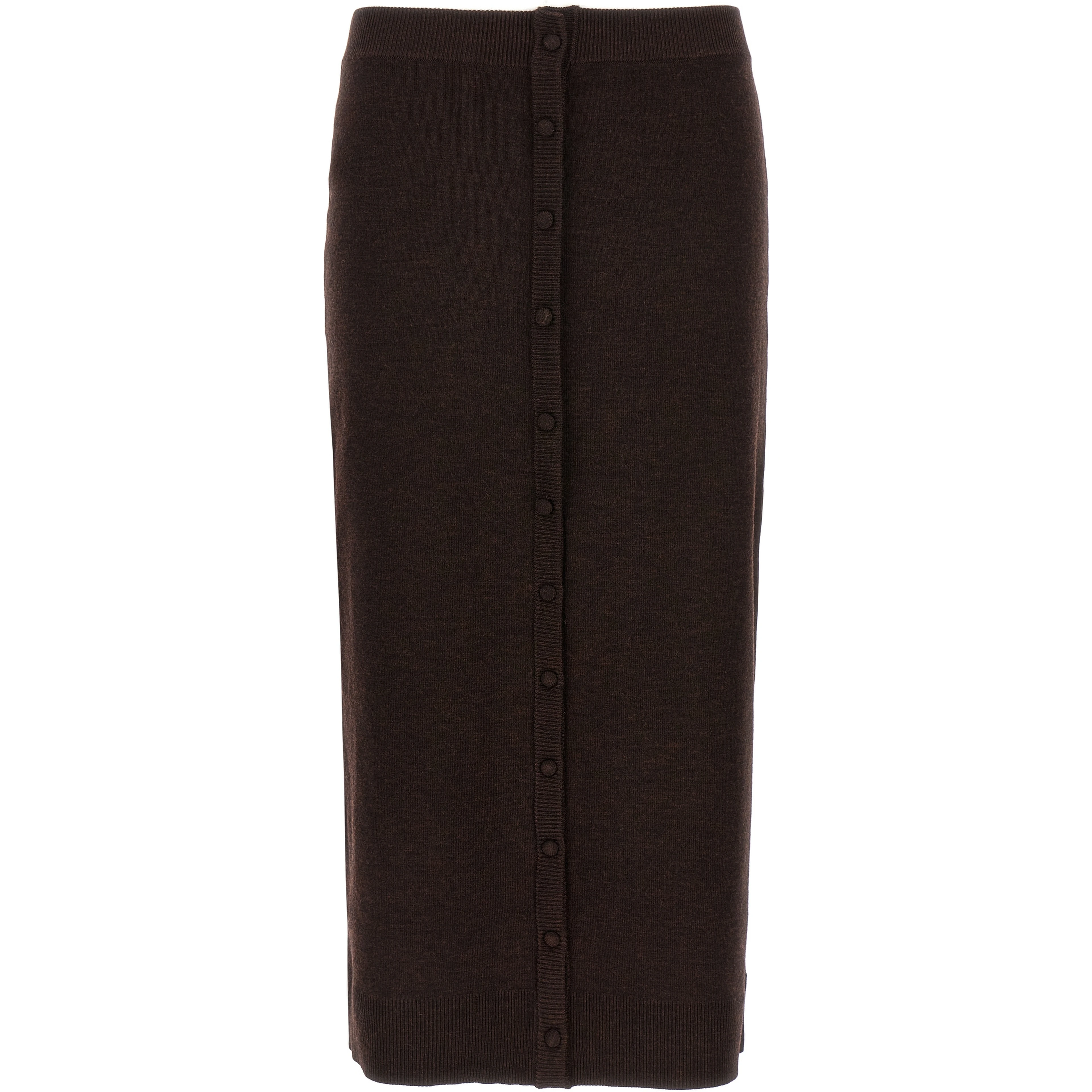 Brown Wool Midi Skirt