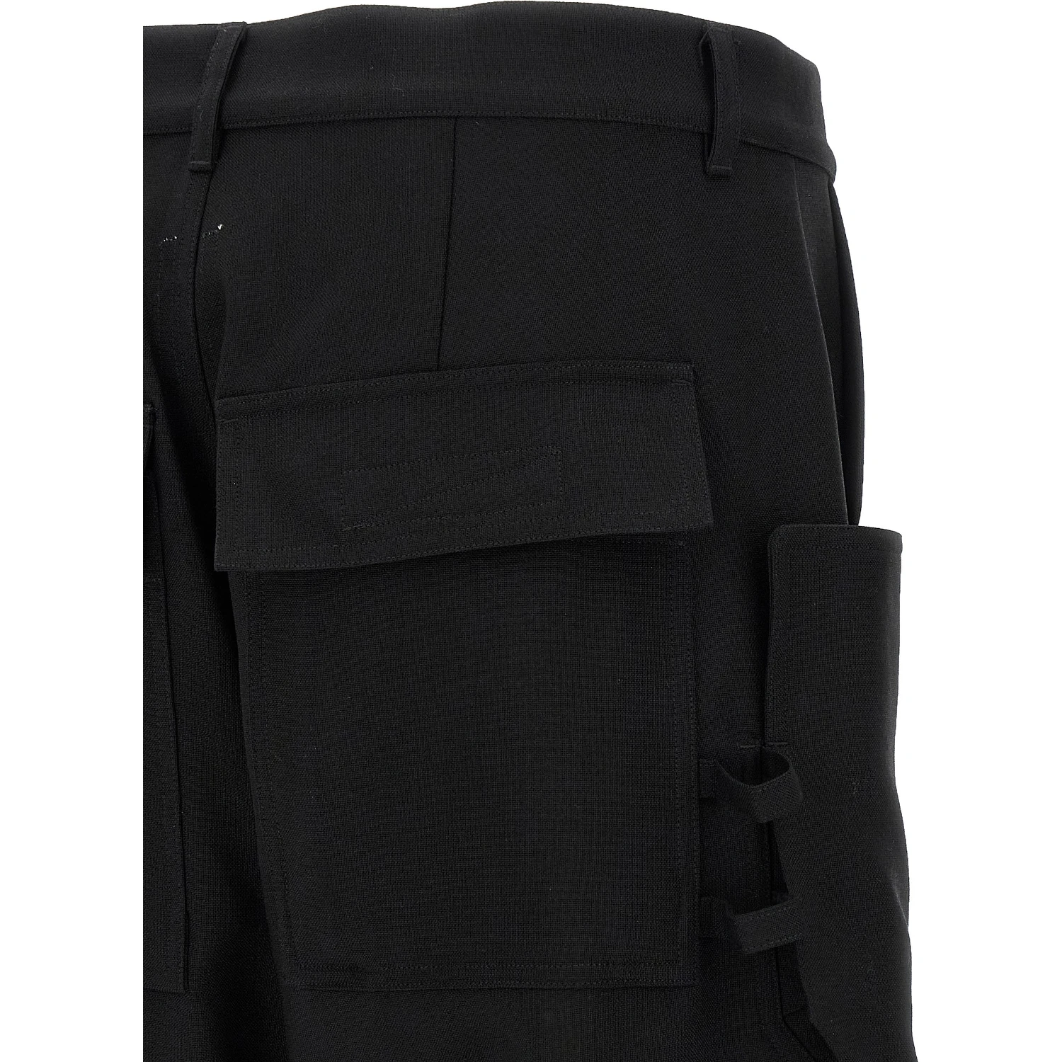 Black Virgin Wool Cargo Pants