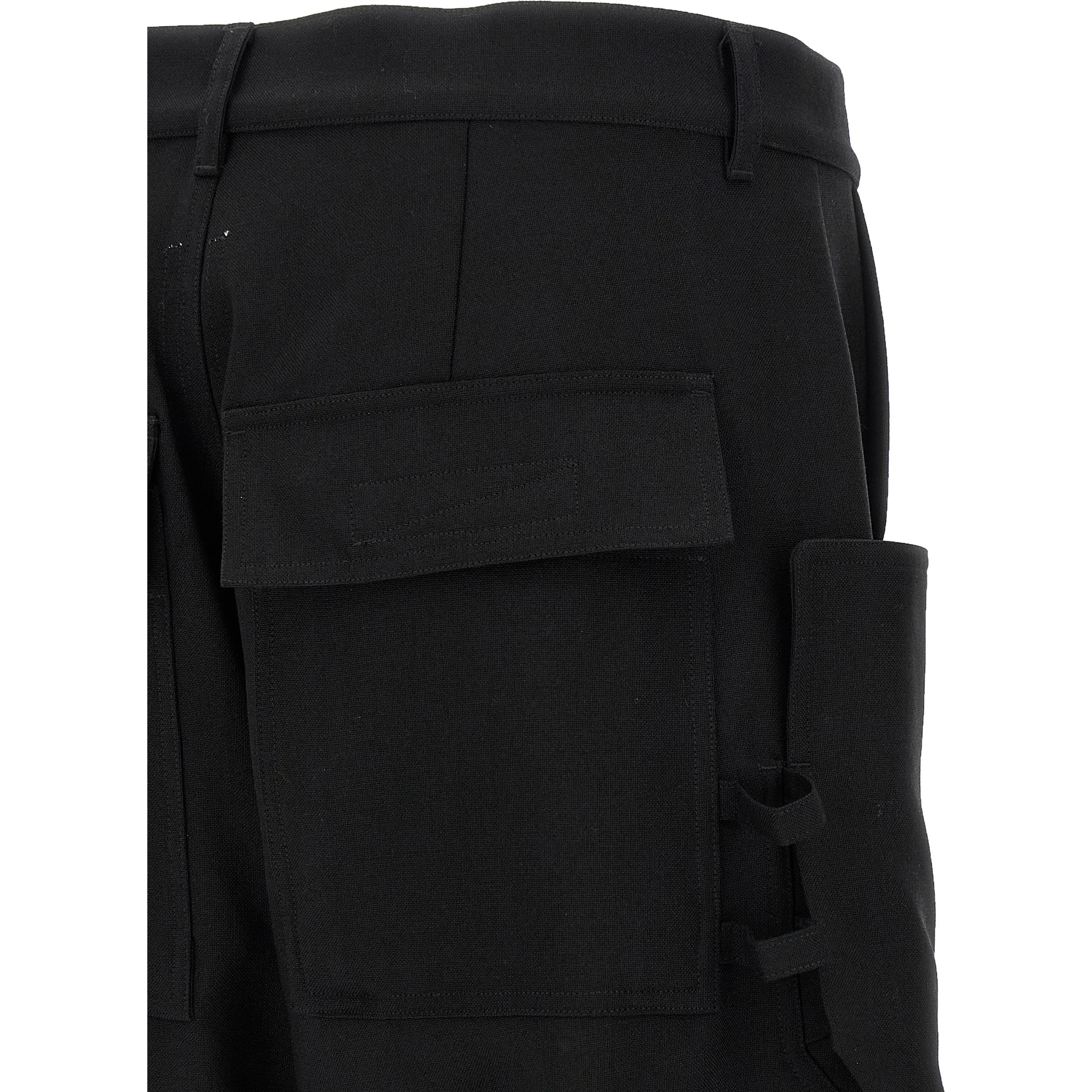 Black Virgin Wool Cargo Pants