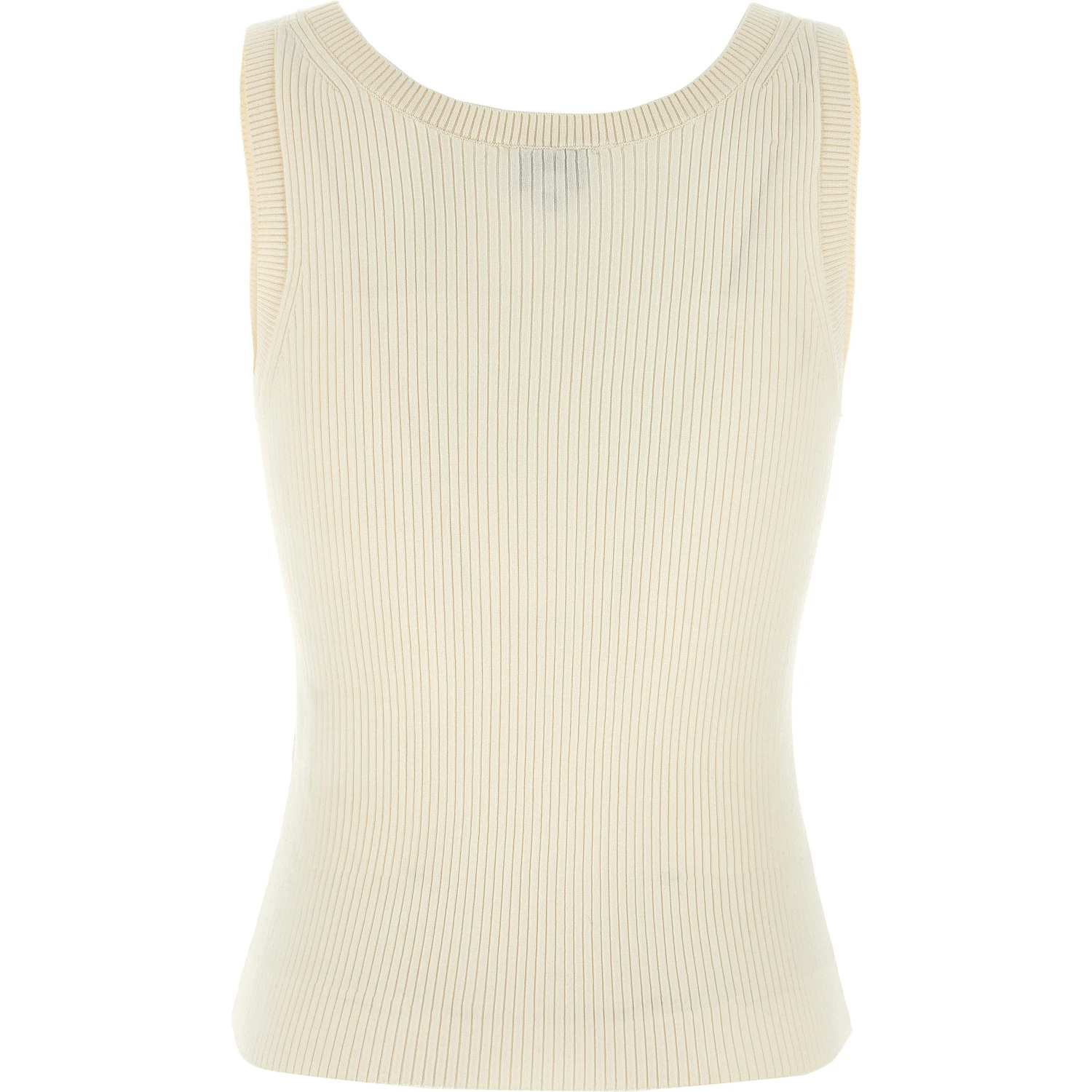 White Viscose Sleeveles T-Shirt