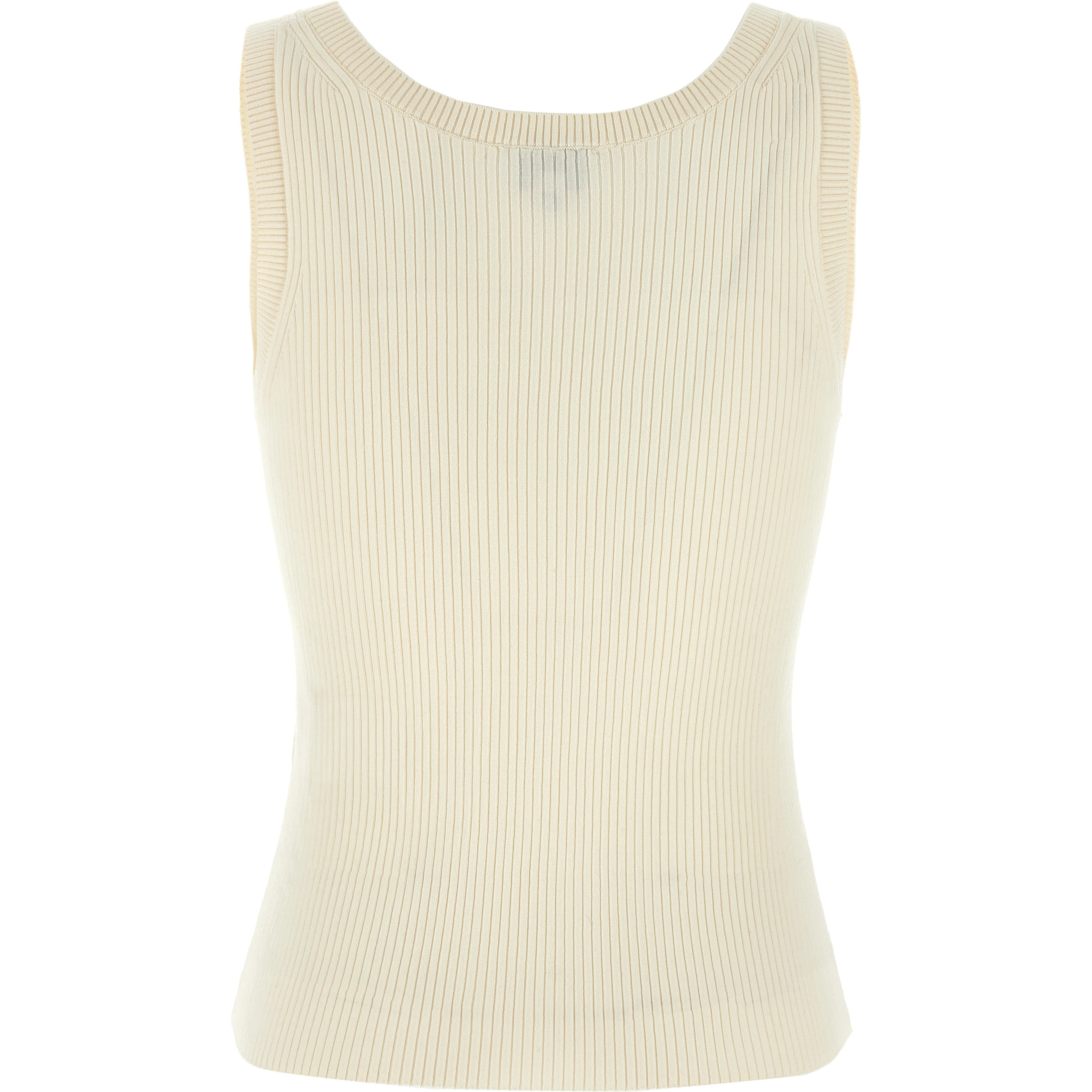 White Viscose Sleeveles T-Shirt