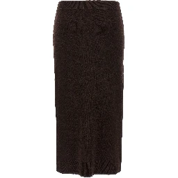Brown Wool Midi Skirt