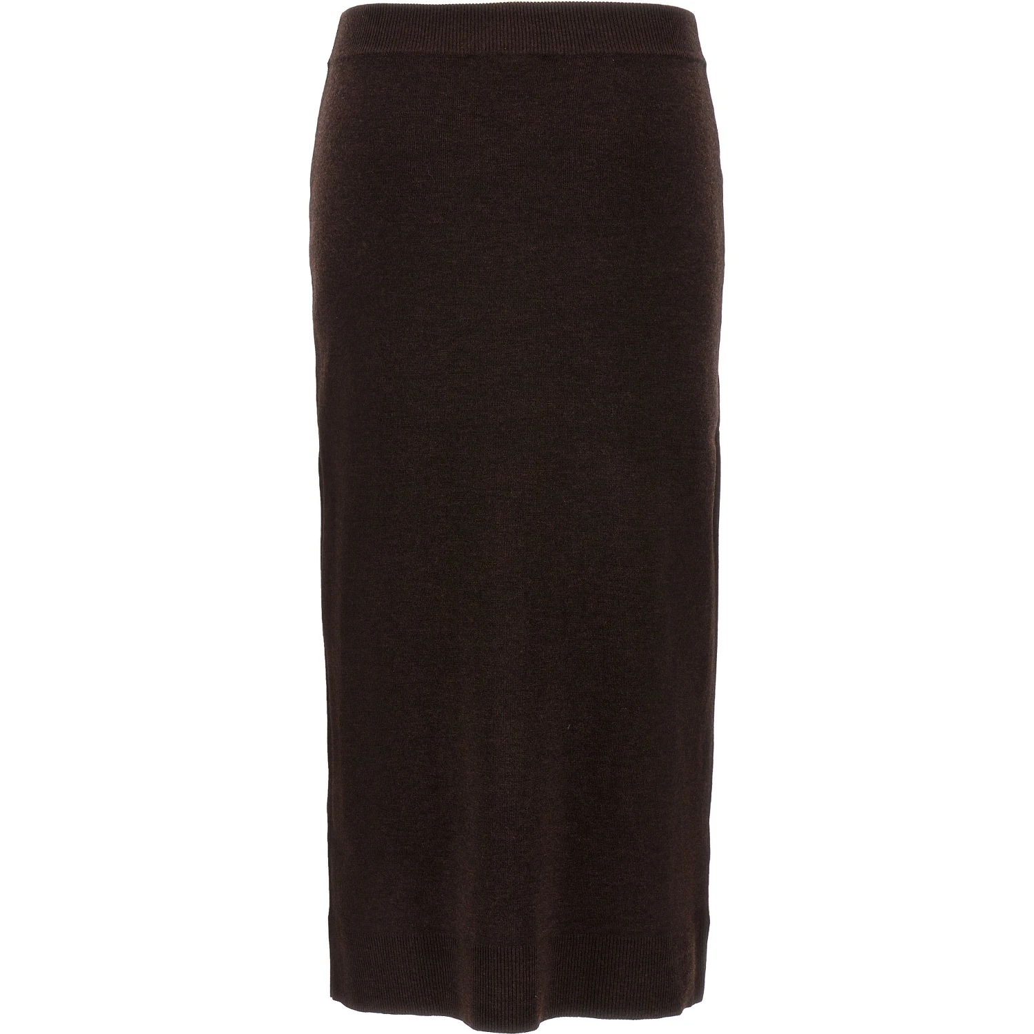 Brown Wool Midi Skirt