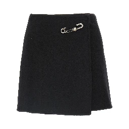 Black Virgin Wool Long Skirt