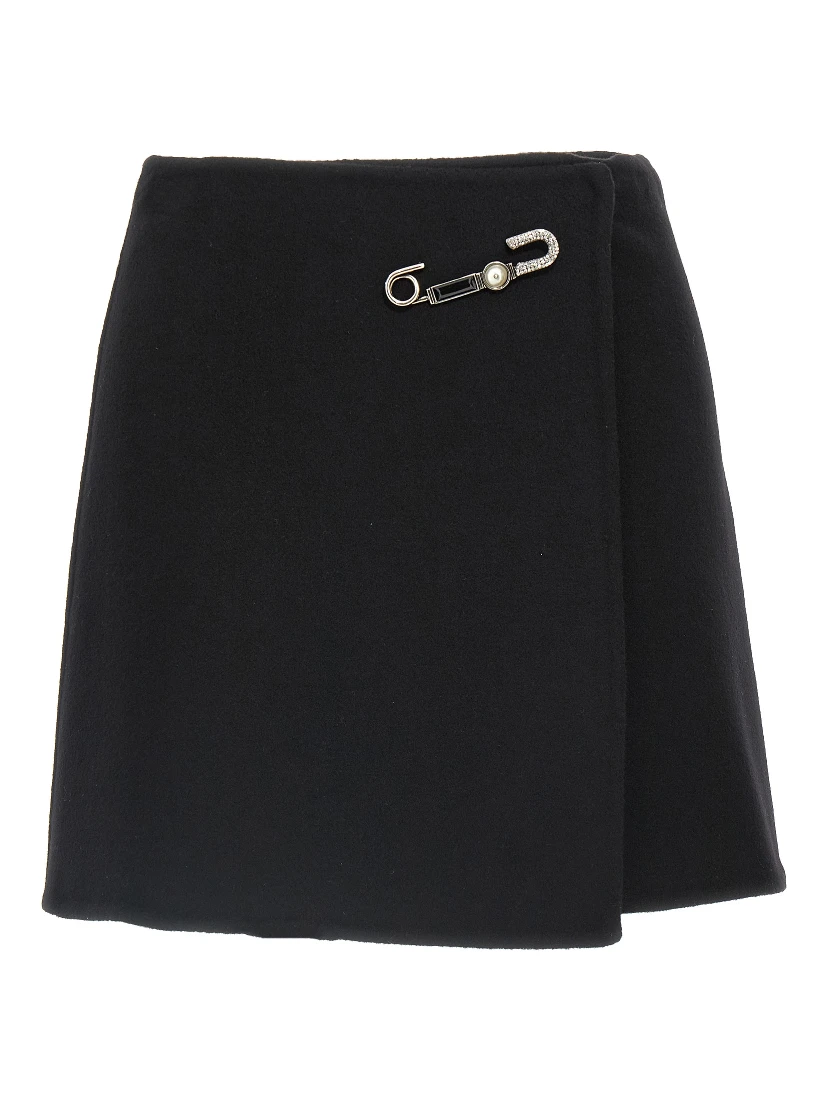 Black Virgin Wool Long Skirt