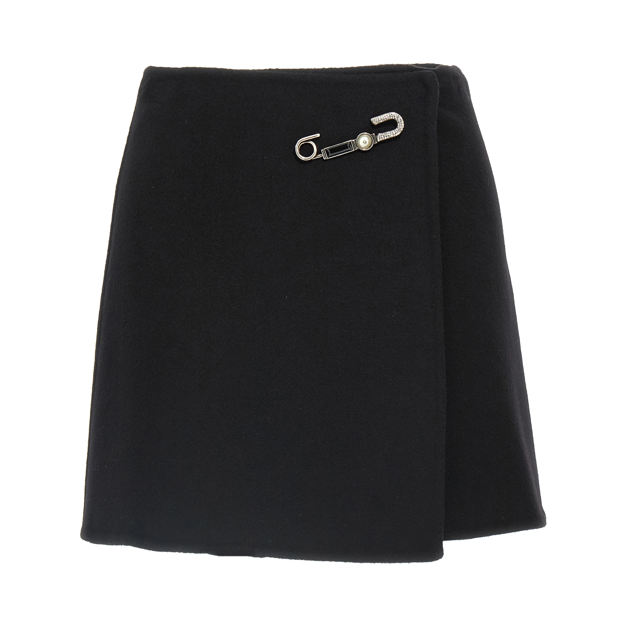 Black Virgin Wool Long Skirt