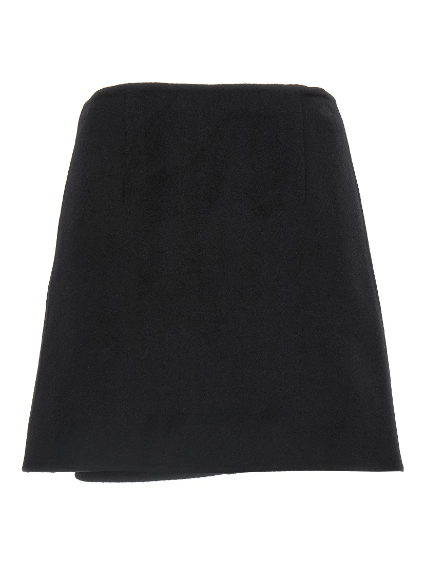 Black Virgin Wool Long Skirt