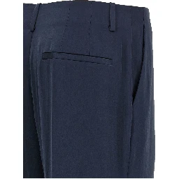 Blue Polyester Casual Pants