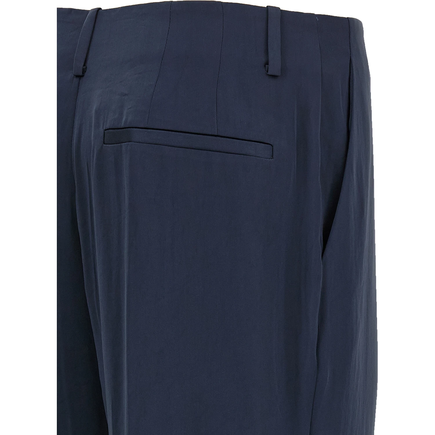Blue Polyester Casual Pants