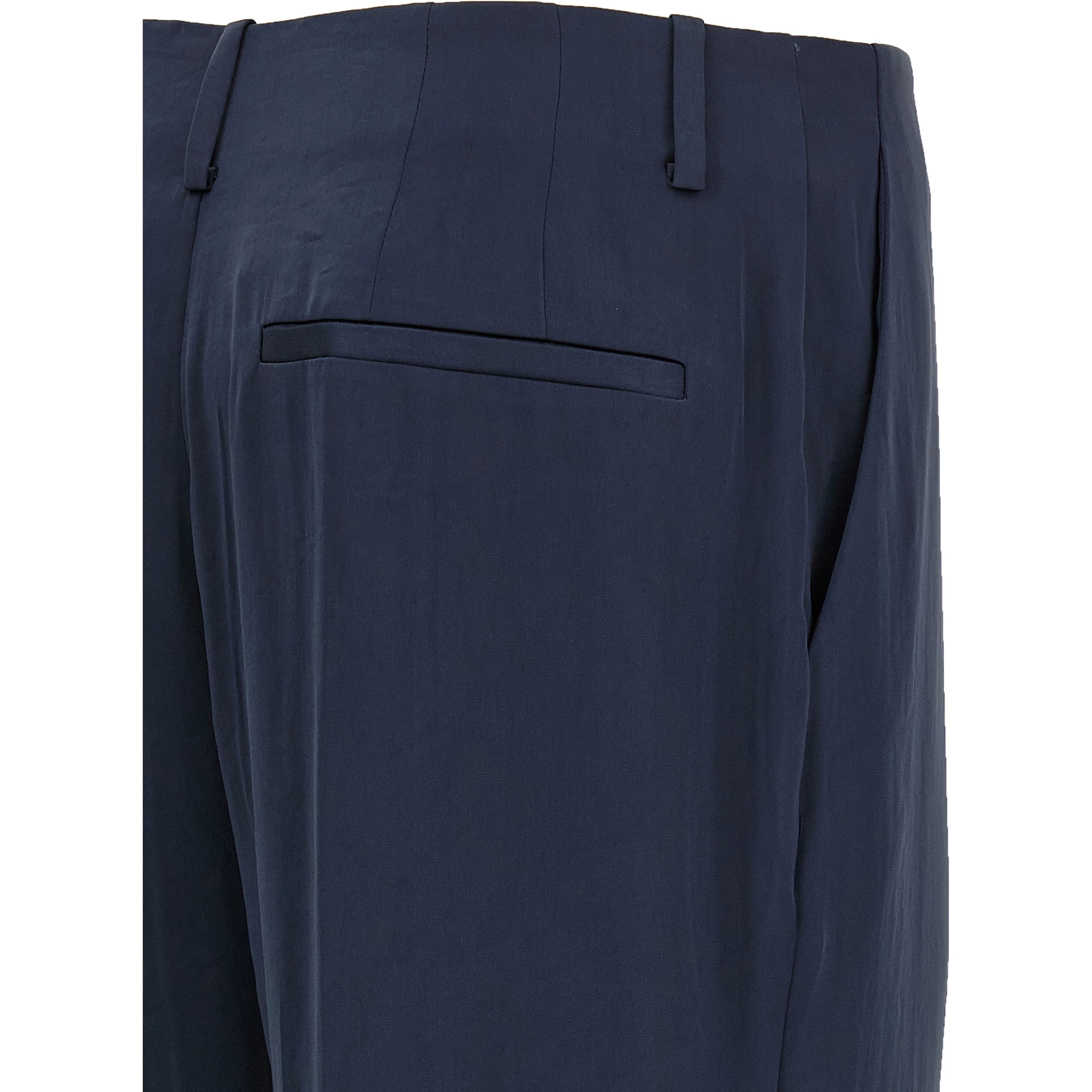 Blue Polyester Casual Pants