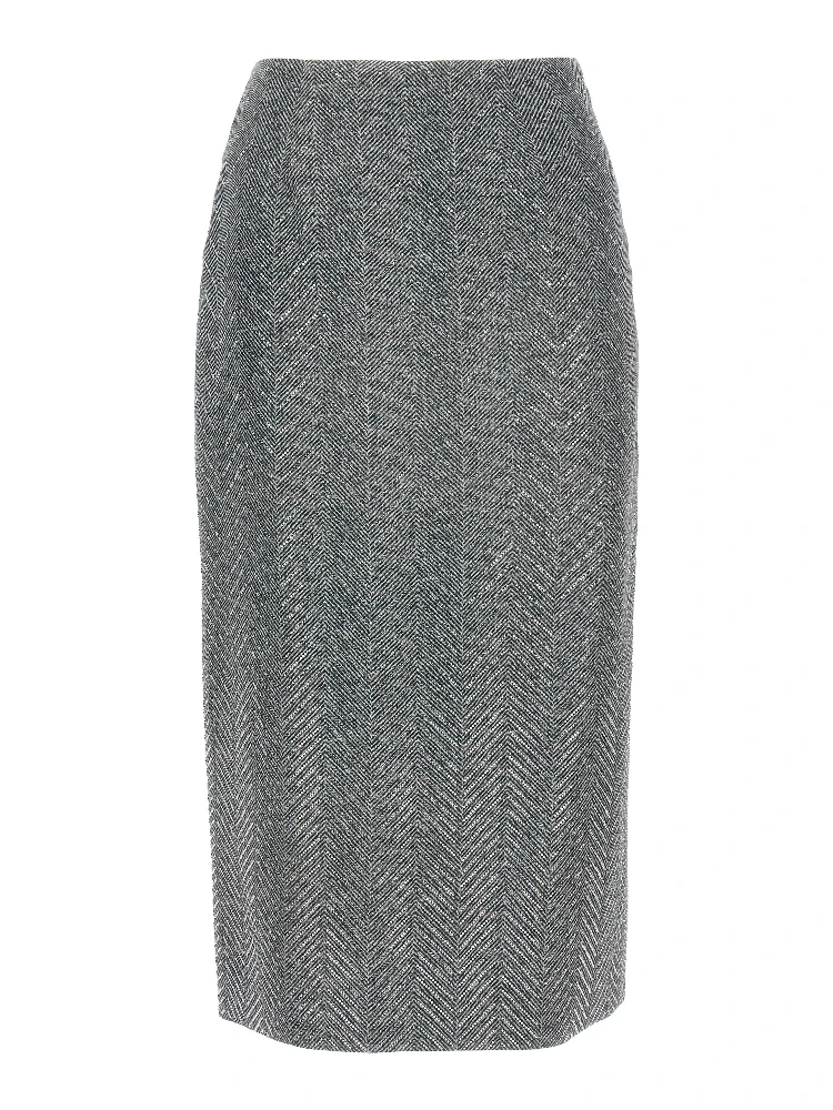 Gray Silk Midi Skirt