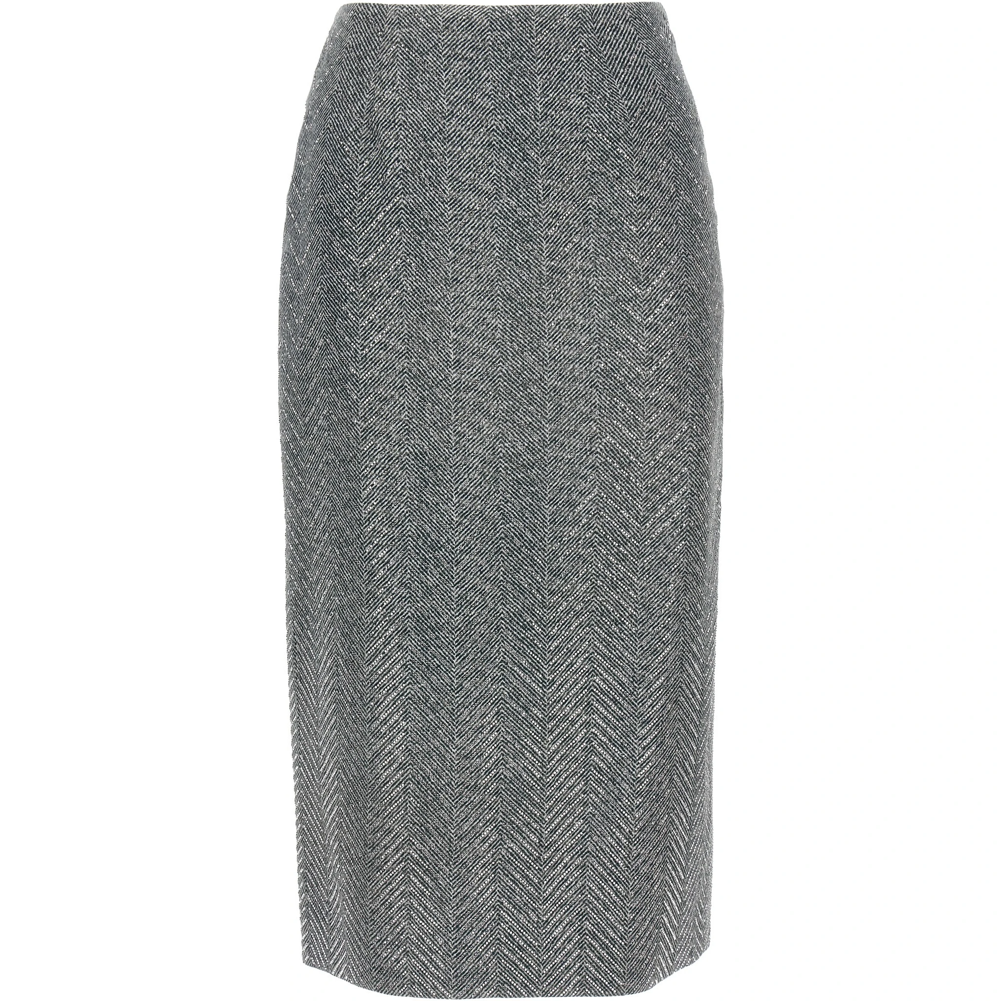 Gray Silk Midi Skirt