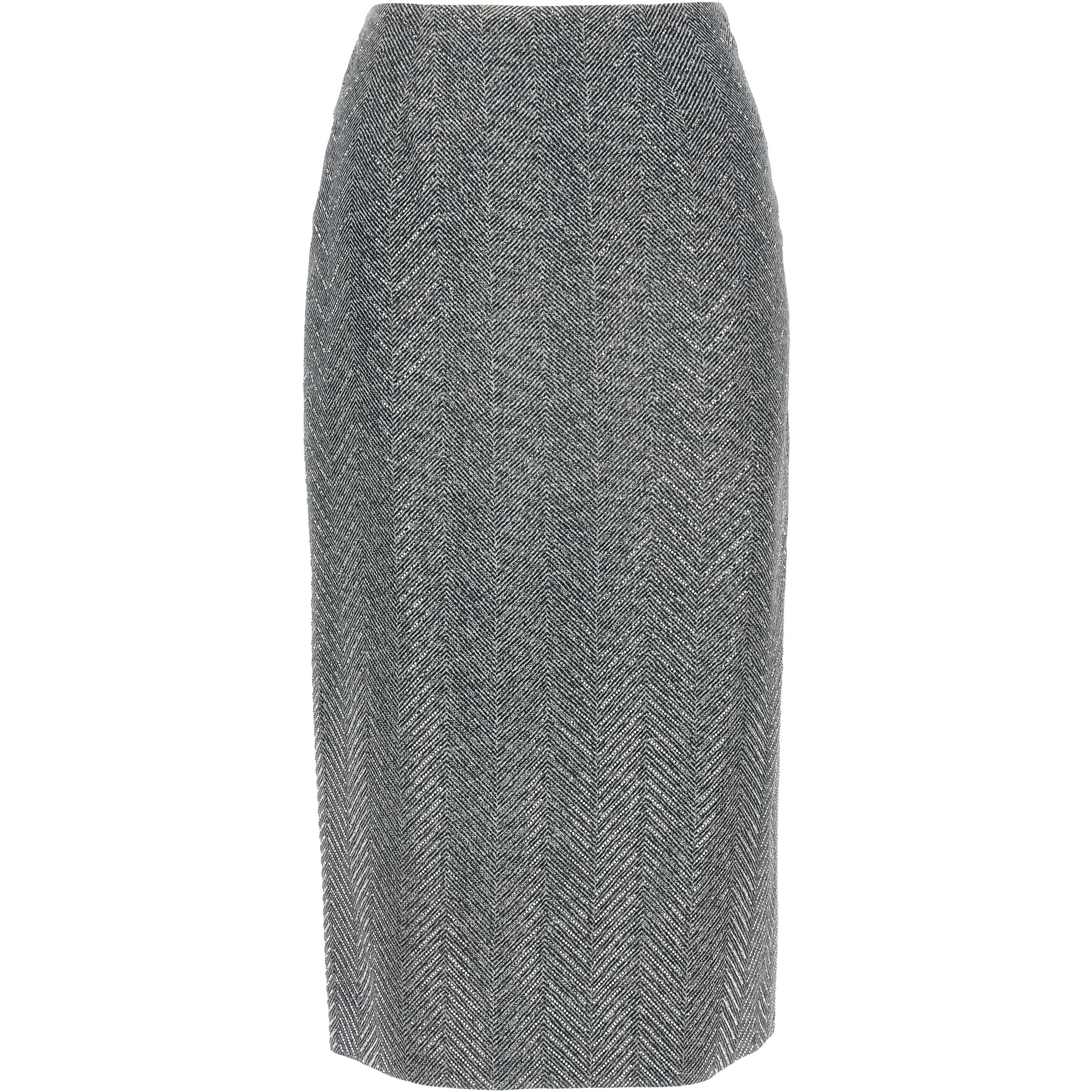 Gray Silk Midi Skirt