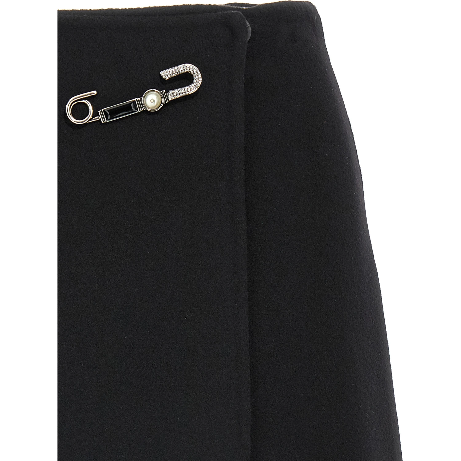 Black Virgin Wool Long Skirt