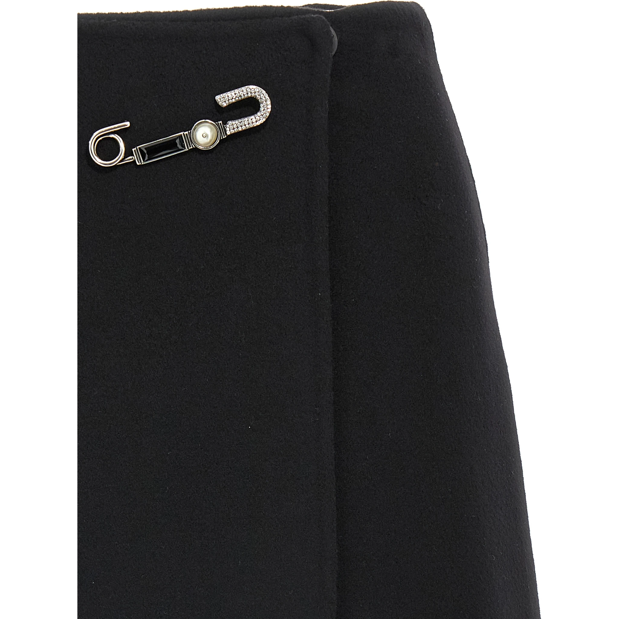 Black Virgin Wool Long Skirt