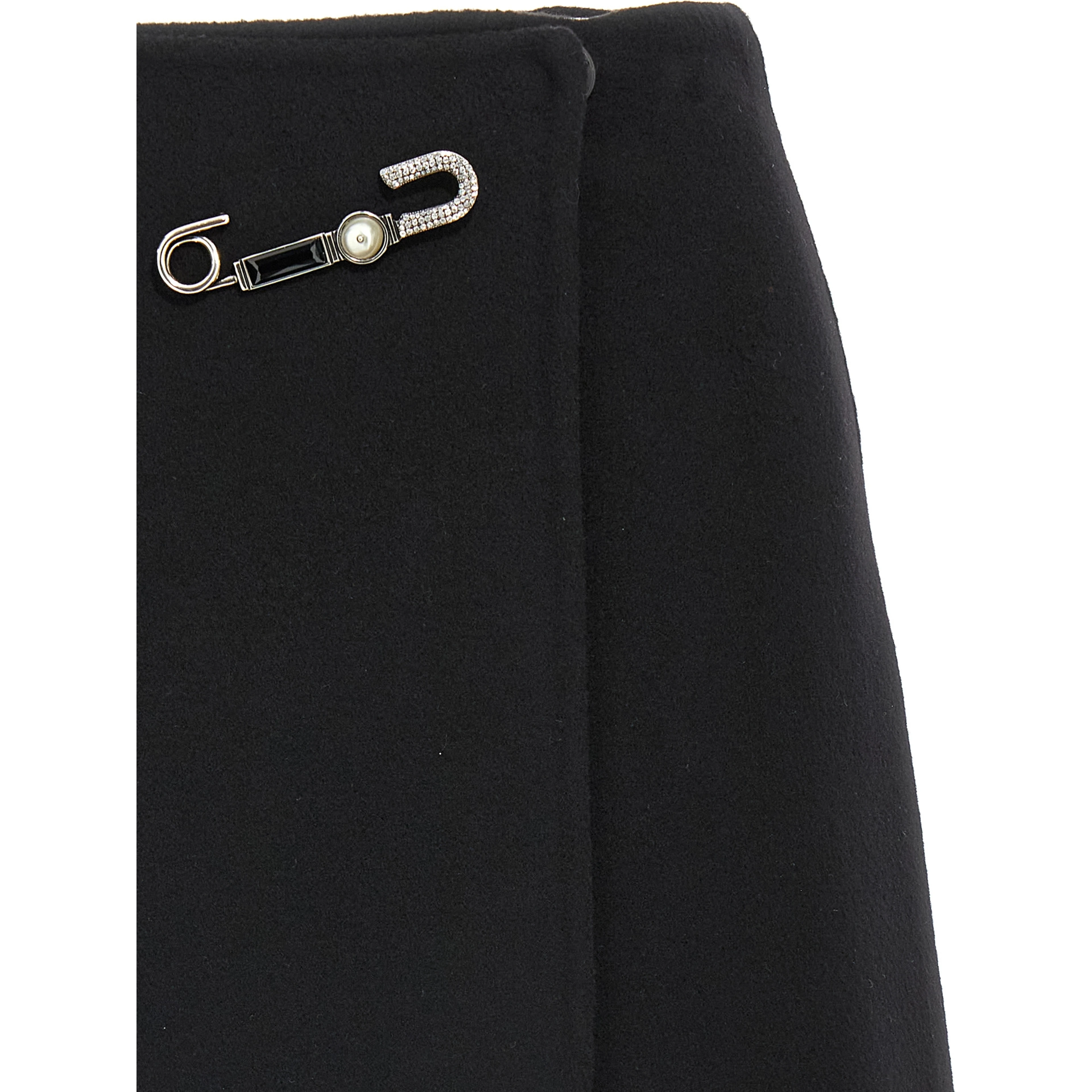 Black Virgin Wool Long Skirt