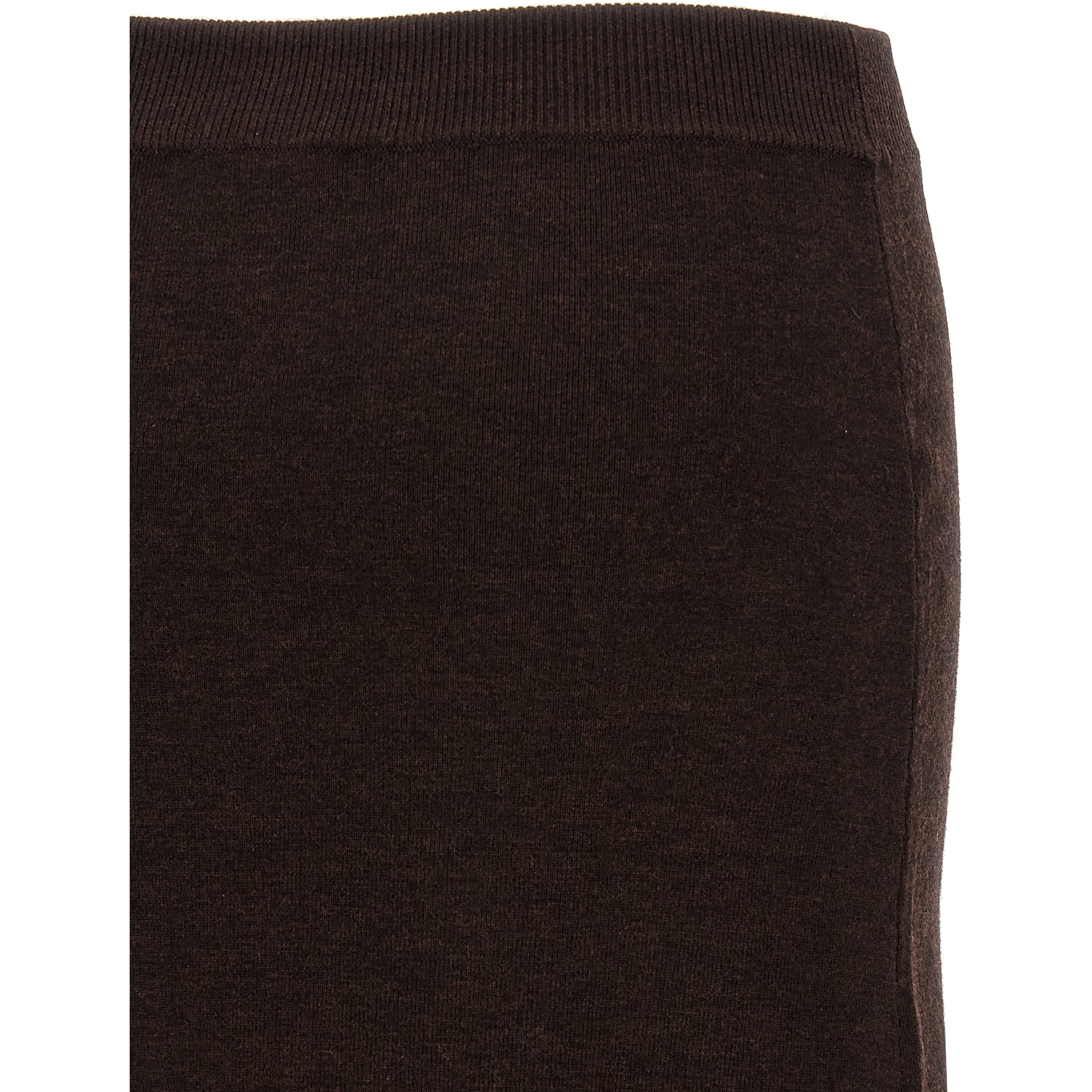Brown Wool Midi Skirt