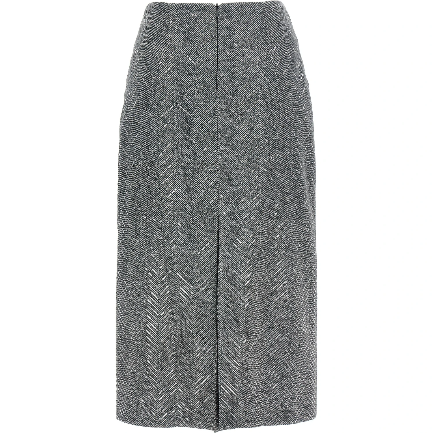 Gray Silk Midi Skirt