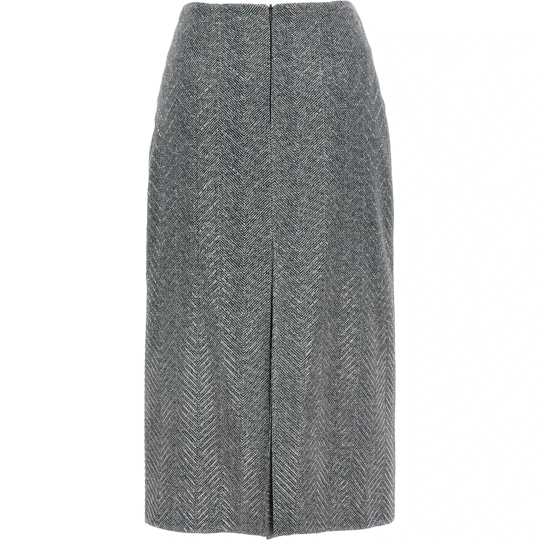Gray Silk Midi Skirt