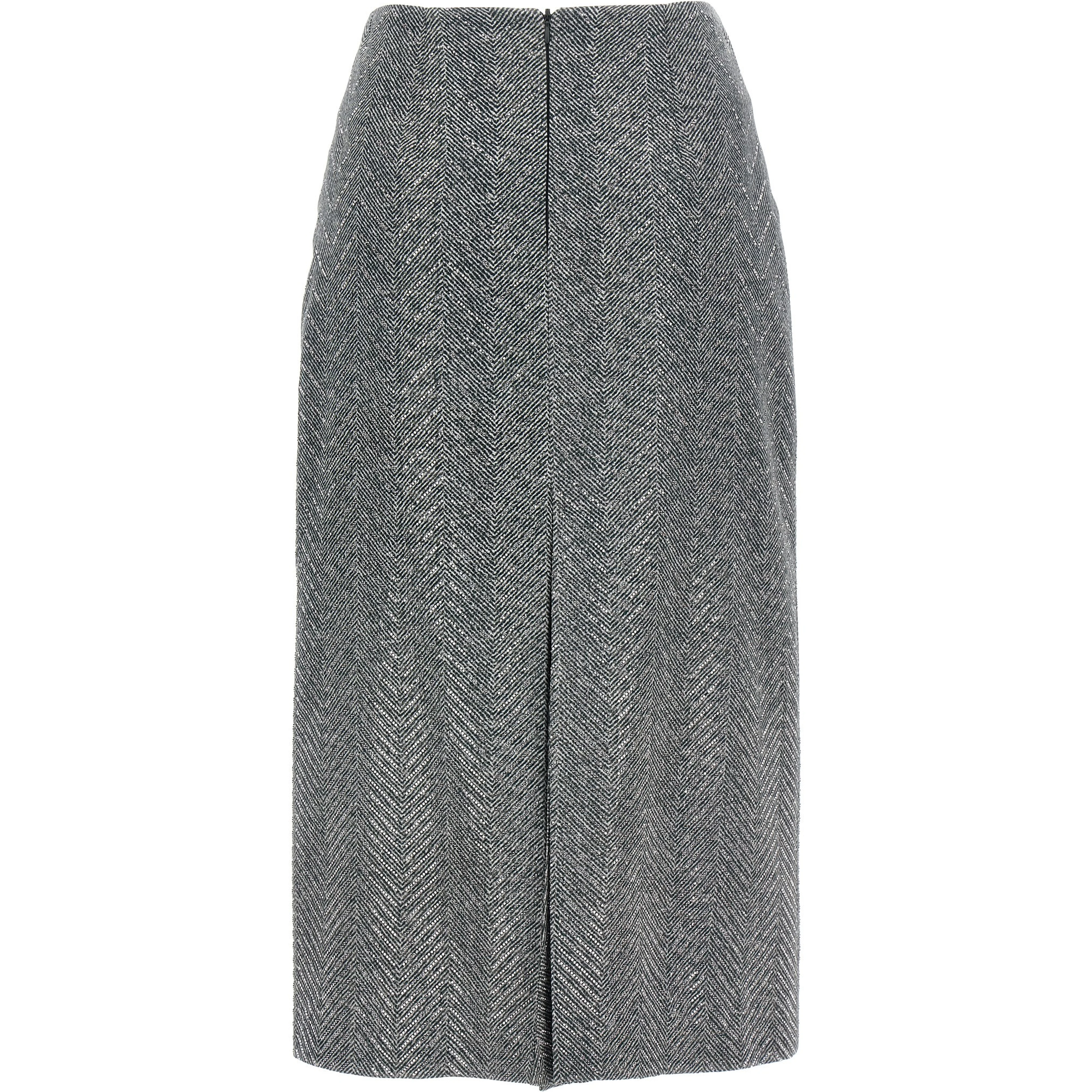 Gray Silk Midi Skirt