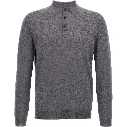 Gray Virgin Wool Polo Shirt