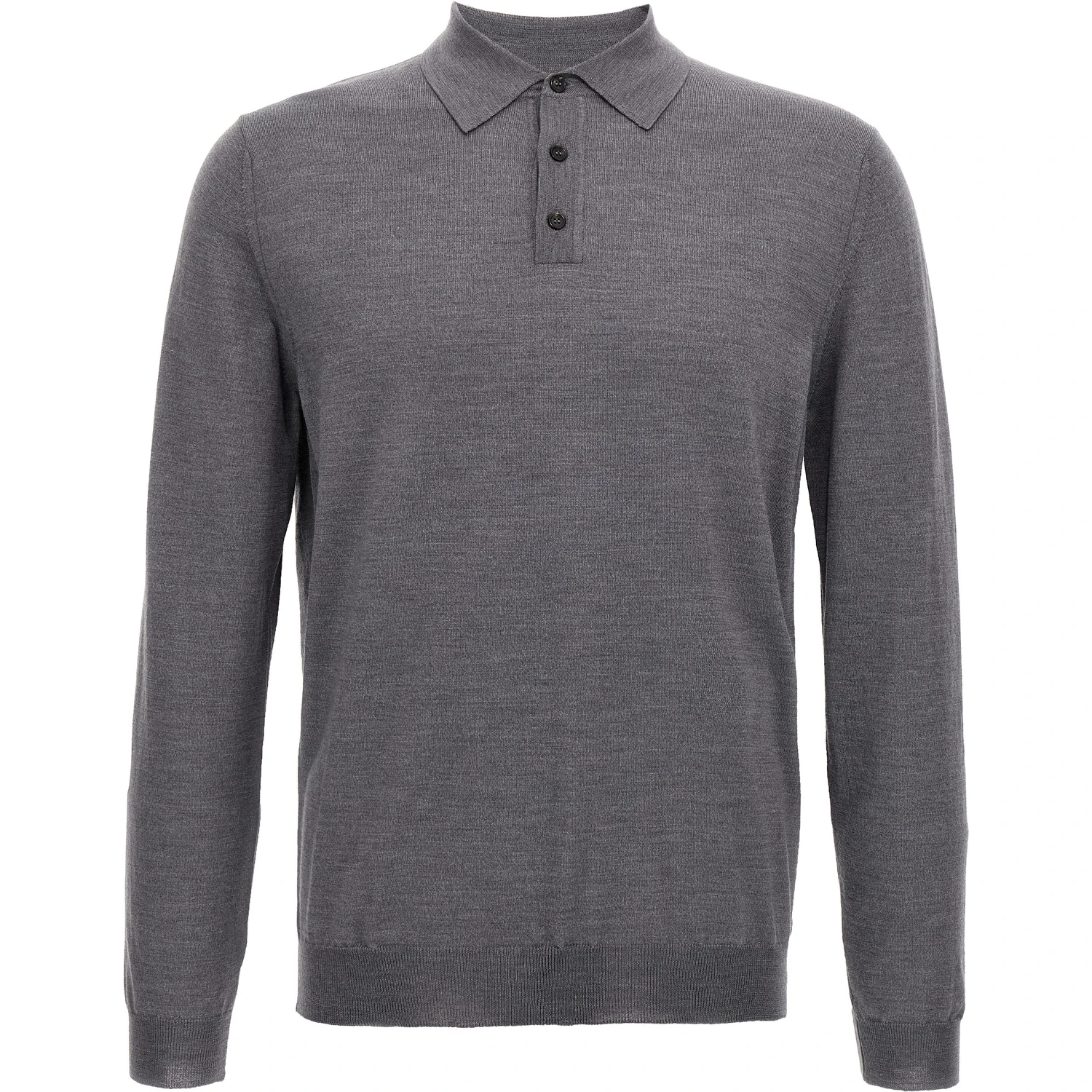 Gray Virgin Wool Polo Shirt