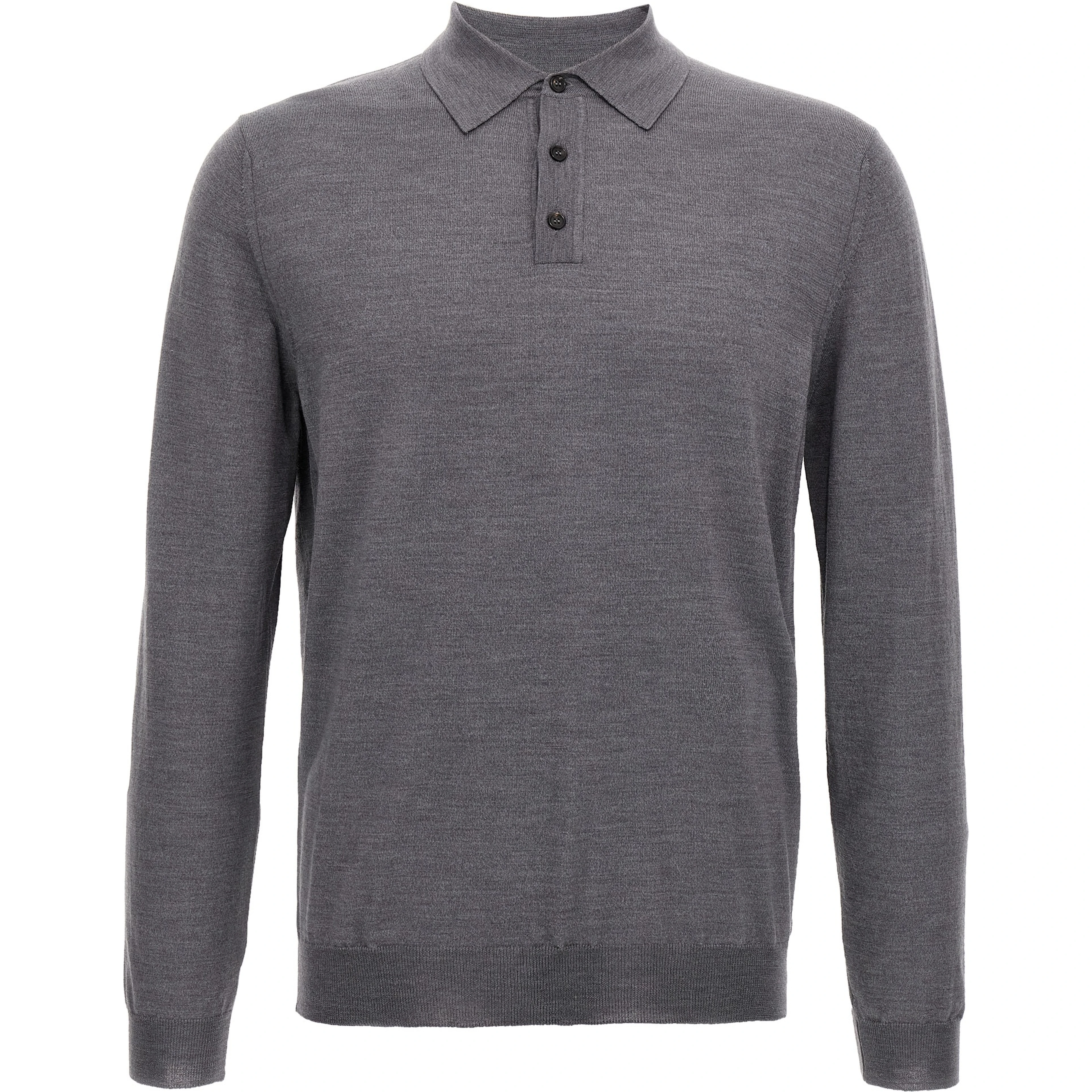 Gray Virgin Wool Polo Shirt