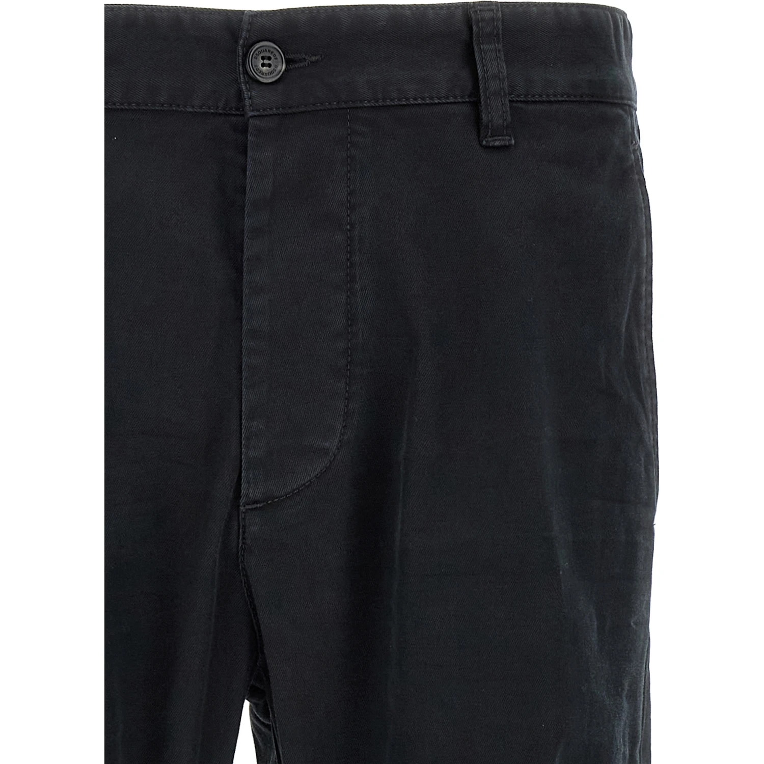 Black Cotton Chino Pants