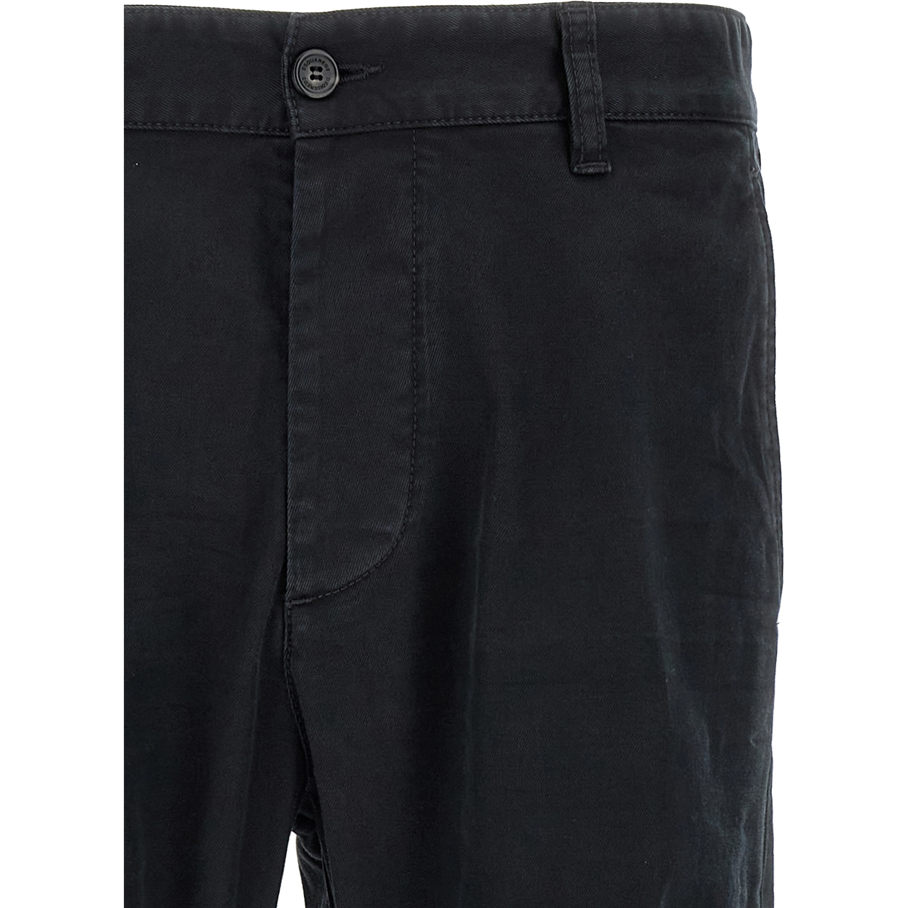 Black Cotton Chino Pants